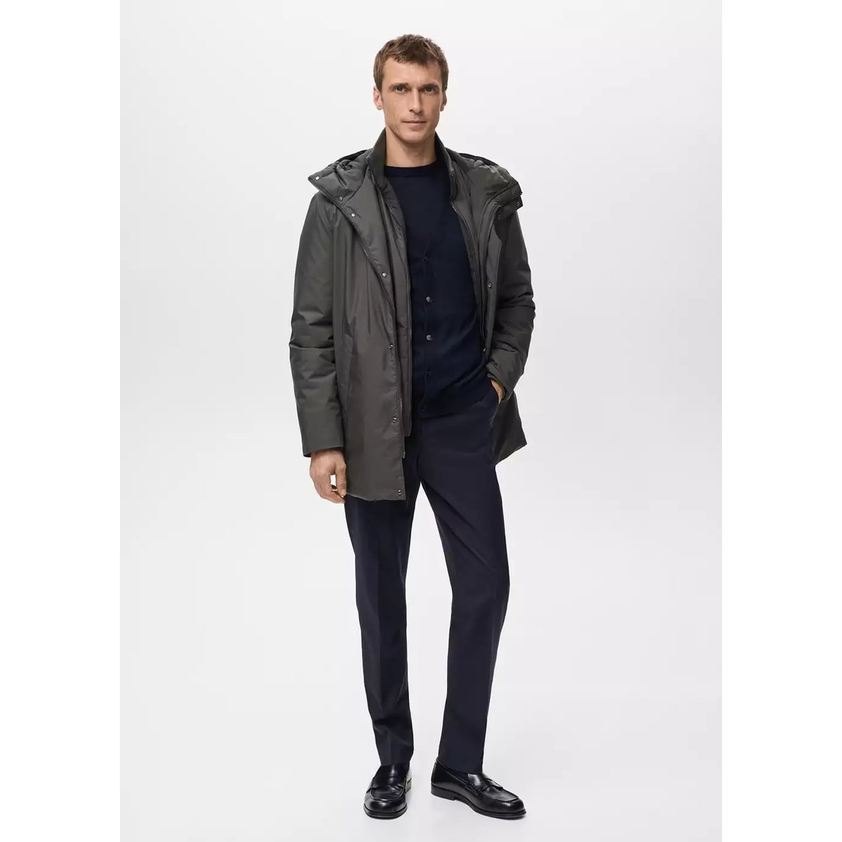 Parka matelassée déperlante et amovible gris, MANGO MAN