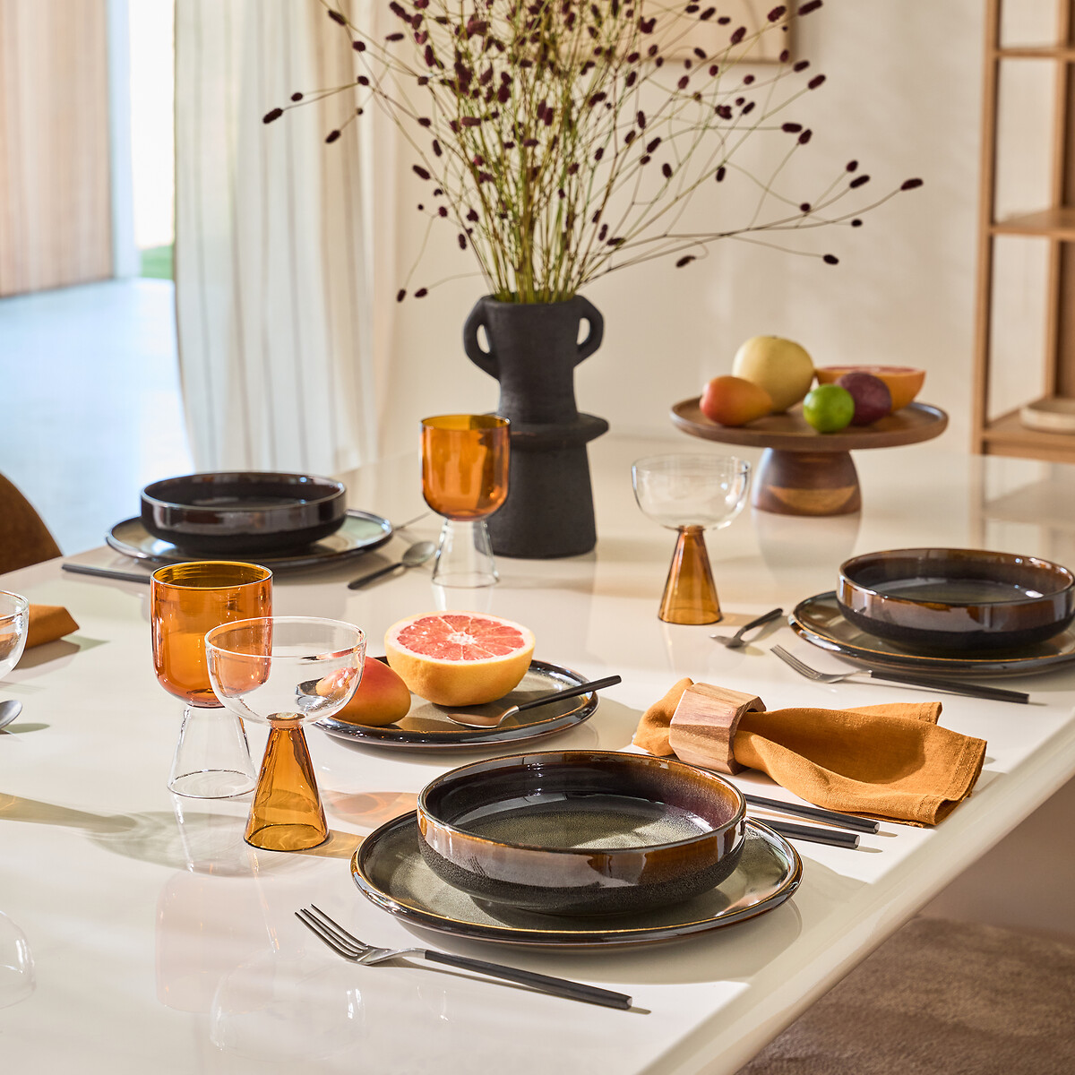 Set van 4 borosilicaat glazen met steel, Tolla amber, LA REDOUTE INTERIEURS