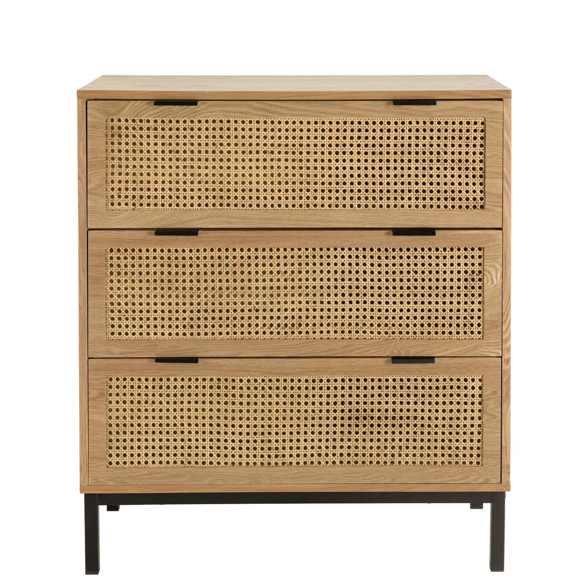 Commode 3 tiroirs cannage en rotin 80 cm PALMA bois naturel, PIER IMPORT