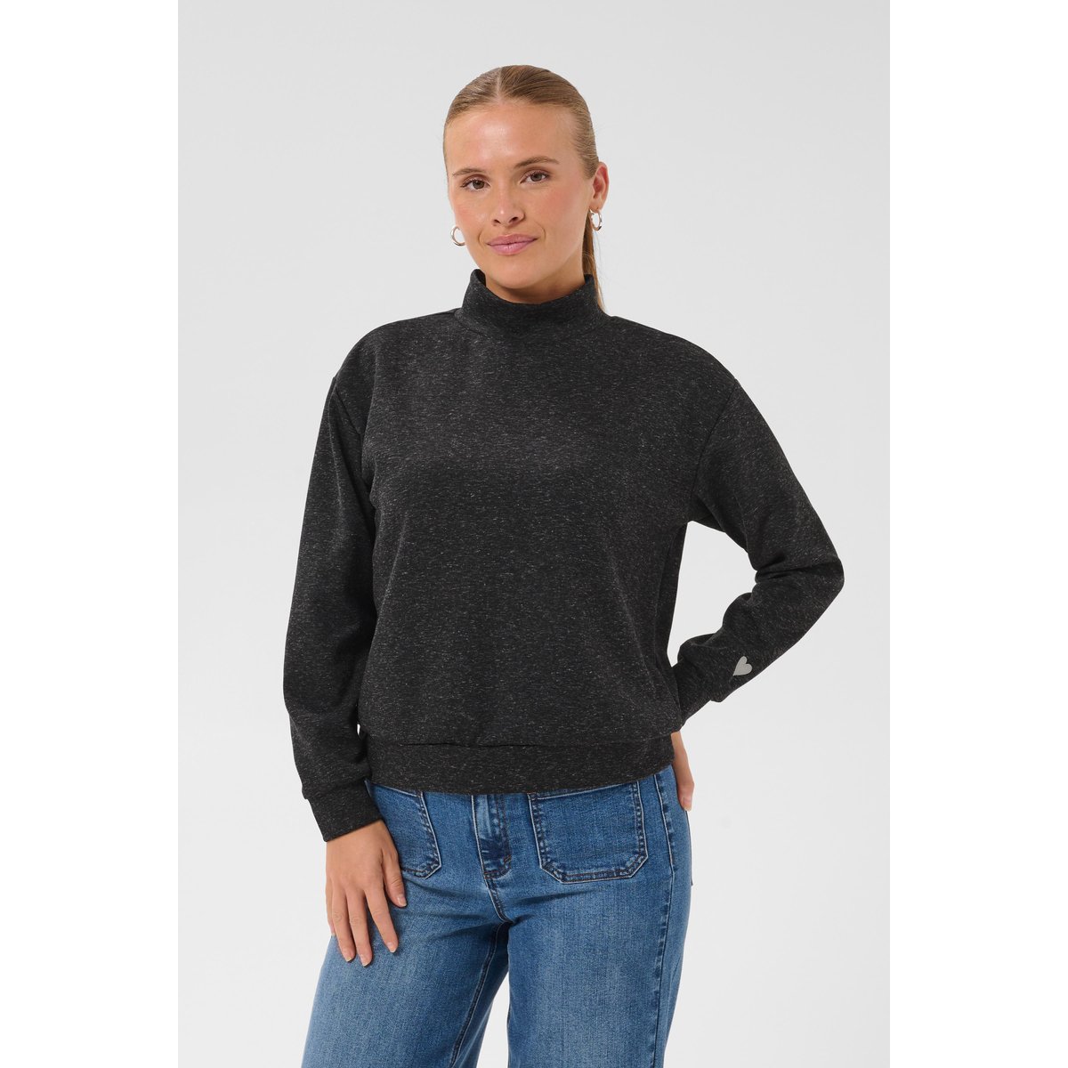 Sweatshirt gris dark grey m./whisper w. heart, KAFFE