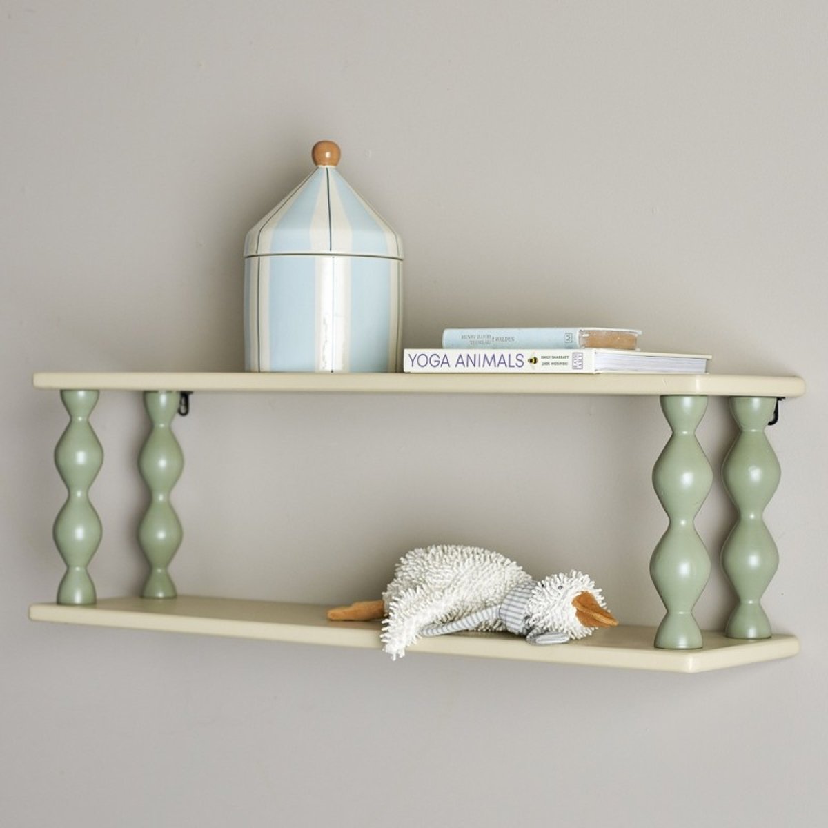 Etagère murale décorative bois  BIBIOLA vert amande, BLOOMINGVILLE