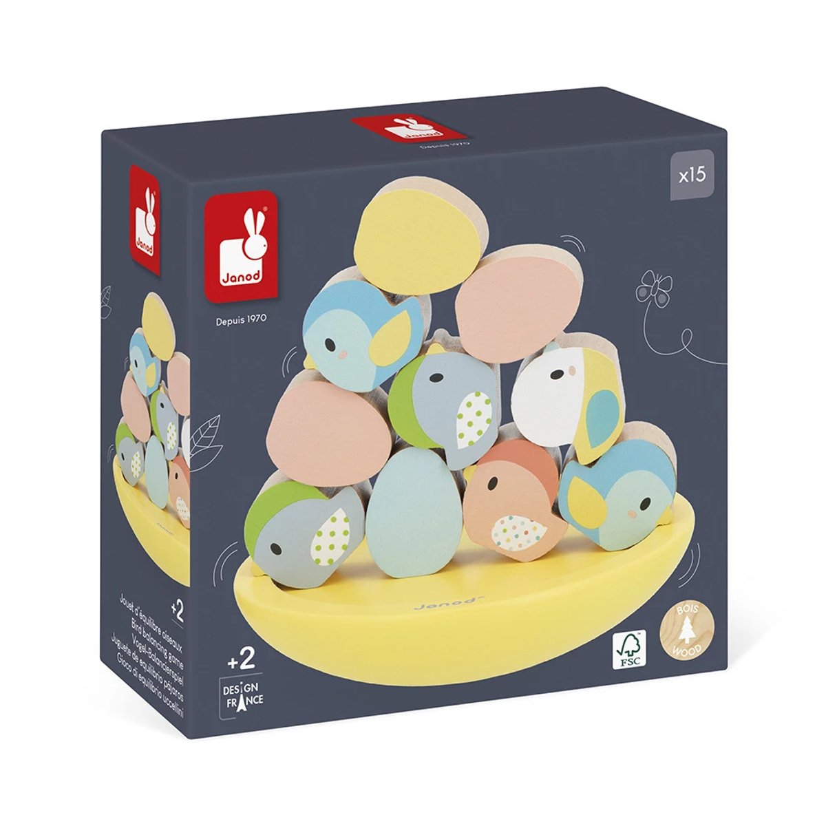 Jeu D'équilibre En Bois Oiseau couleur unique, JANOD