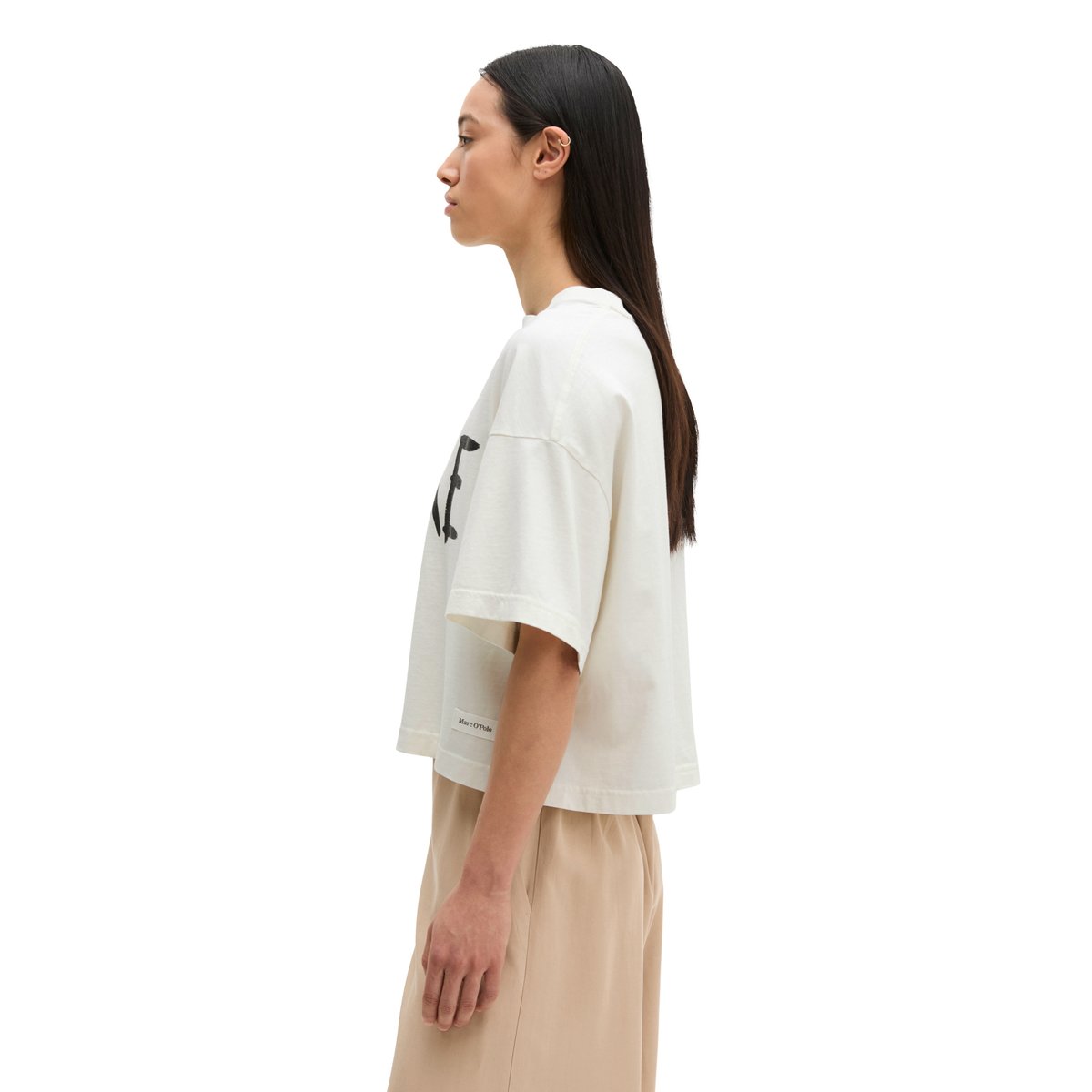T-shirt imprimé loose en coton bio régénéré blanc naturel, MARC O'POLO