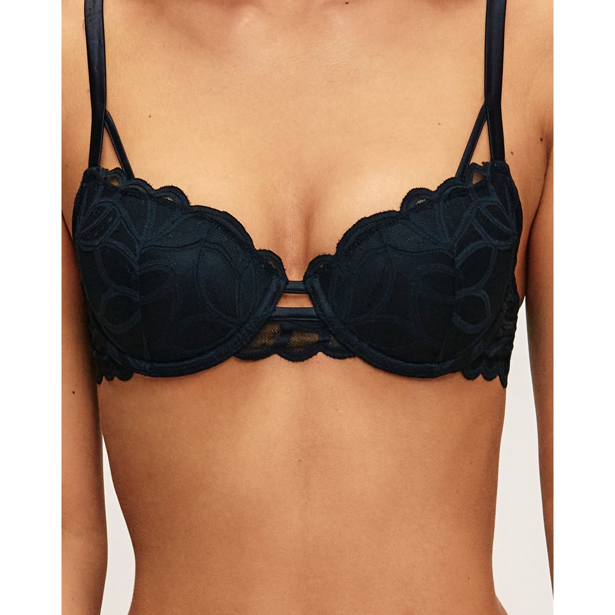 Soutien-gorge ampliforme en mesh avec broderies florales TROPICFLEURIZ noir, UNDIZ