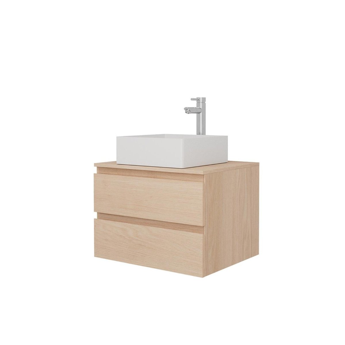 Ensemble Meuble simple vasque 60cm + Vasque + Robinet SORRENTO chêne, MOB IN