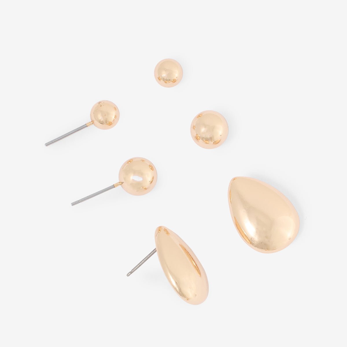 Set de 3 paires de boucles d'oreilles dorées doré, BALABOOSTE