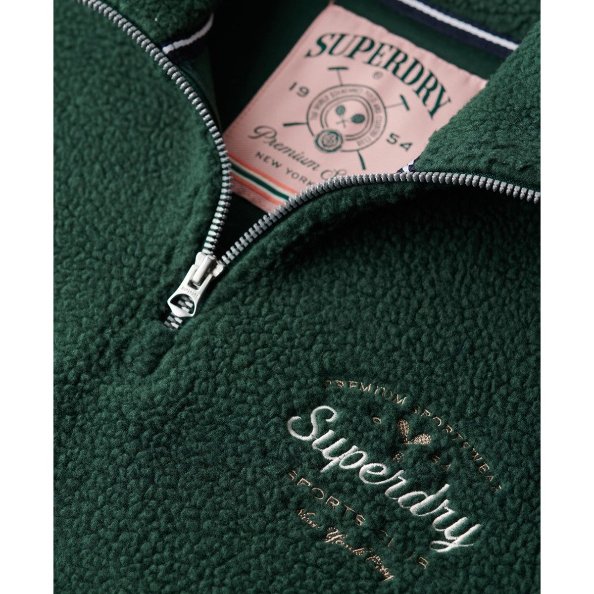Sweat en polaire à col camionneur Country Club vert émail, SUPERDRY