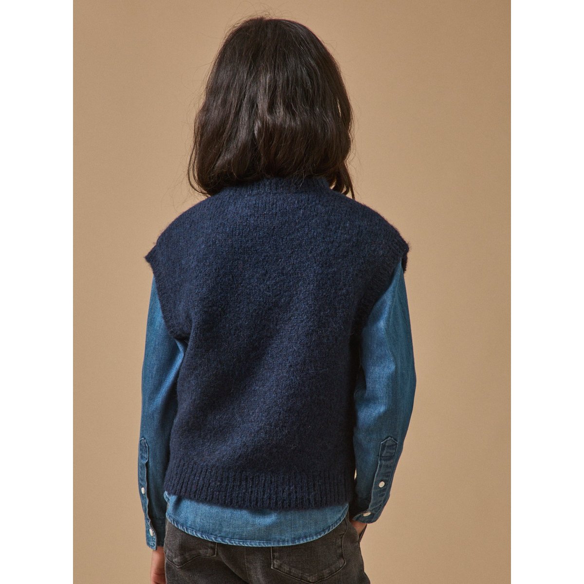Pull sans manches laine et alpaga marine, CYRILLUS