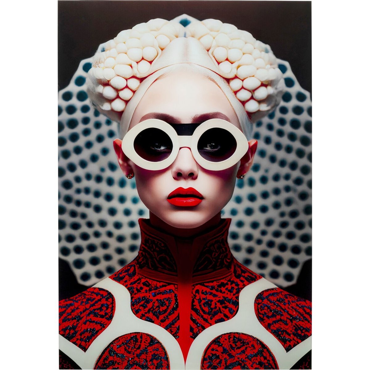 Tableau en verre femme futuriste, VIBE rouge, KARE DESIGN