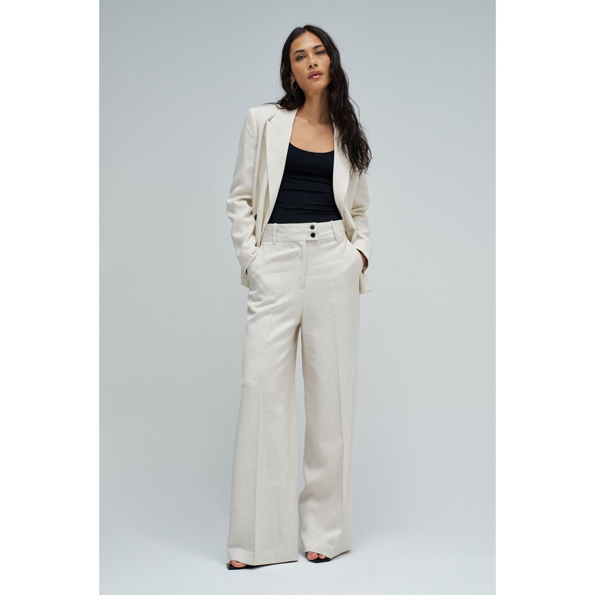 PANTALONS CHINO WIDE EN LIN beige, SALSA JEANS