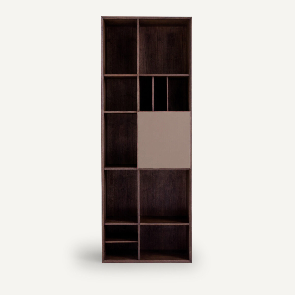 Bibliothèque plaqué noyer porte cuir, Mikube noyer, AM.PM