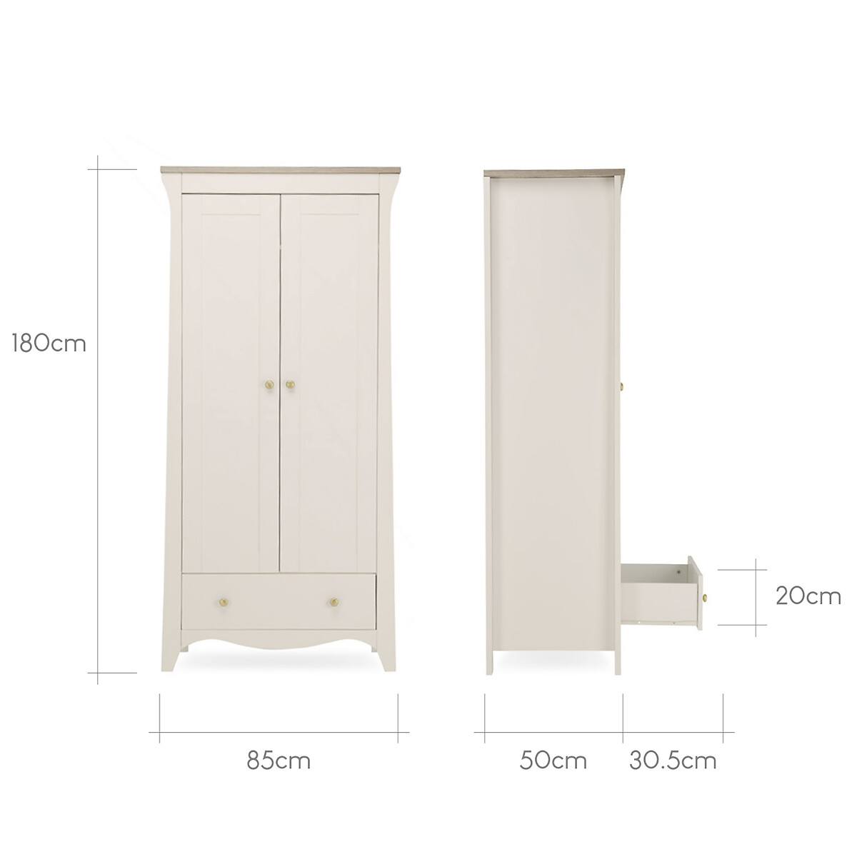 Clara 3 Piece Nursery Furniture Set stone beige, CUDDLECO