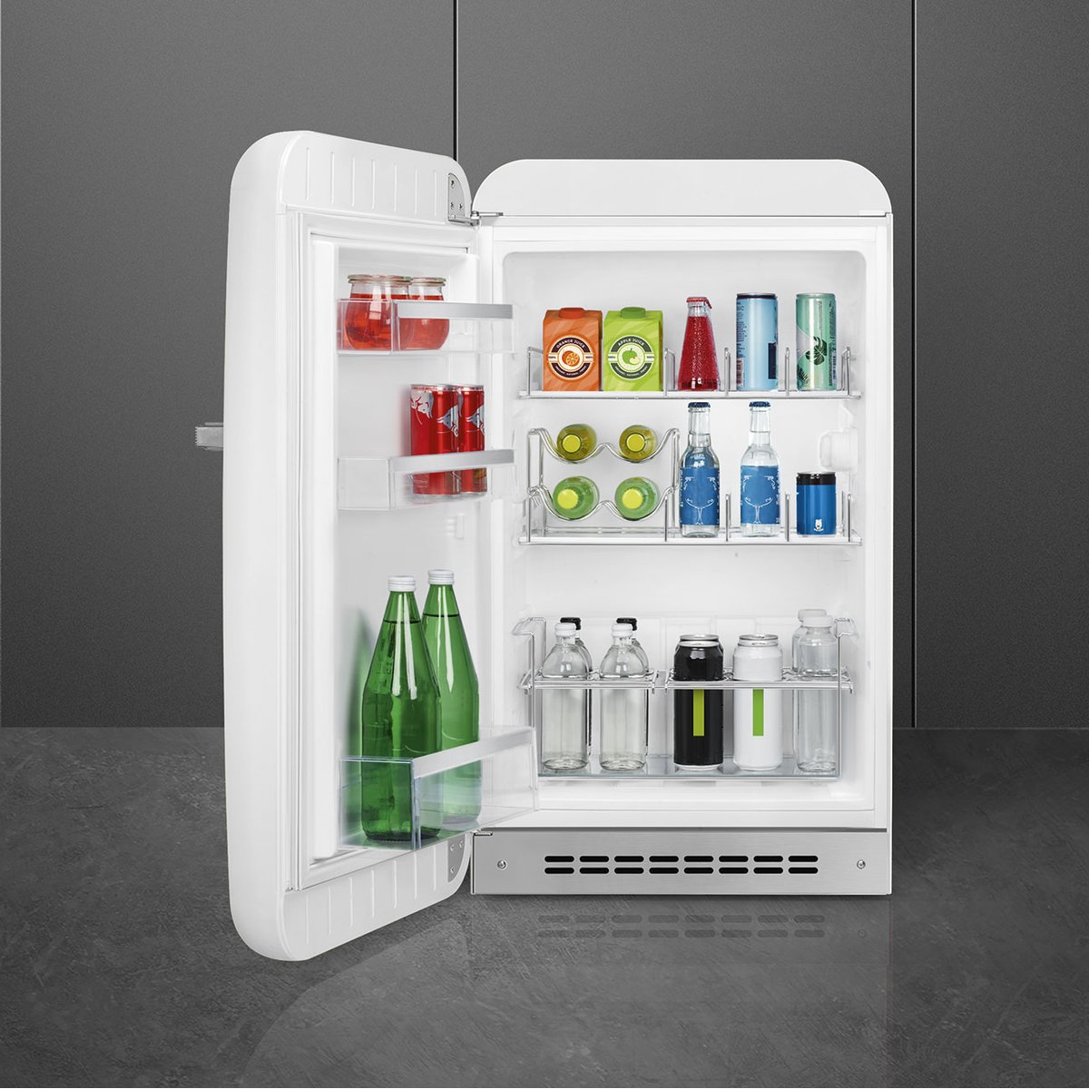 Mini réfrigérateur happy bar 1 porte poignée à droite FAB10 blanc brillant, SMEG