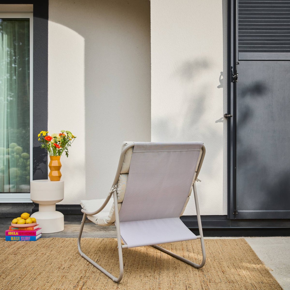 Fauteuil relax acier (lot de 2) EDENA beige, SWEEEK