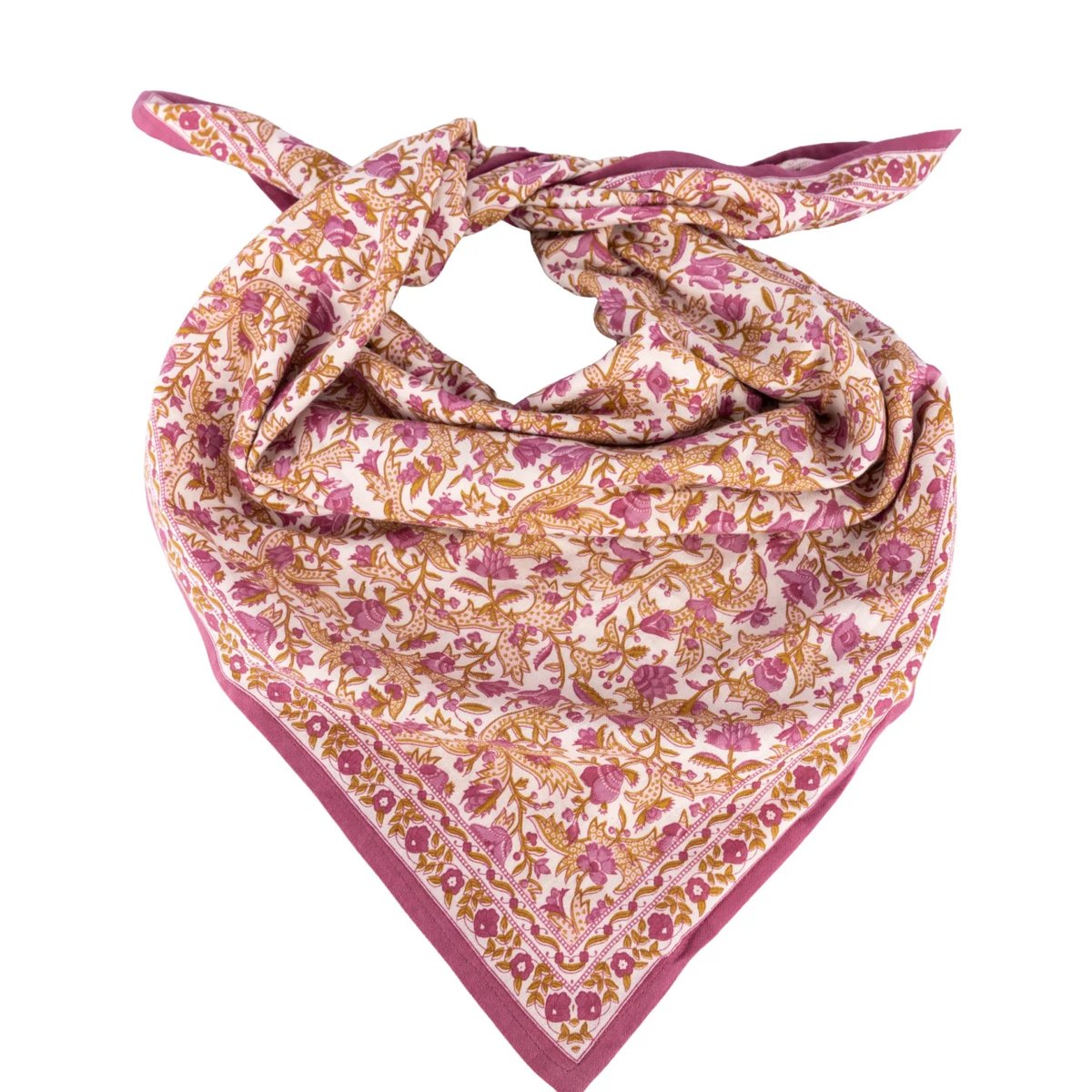 Foulard adulte Toile de Jouy depuis 1760 - Forest rose blush, BINDI ATELIER