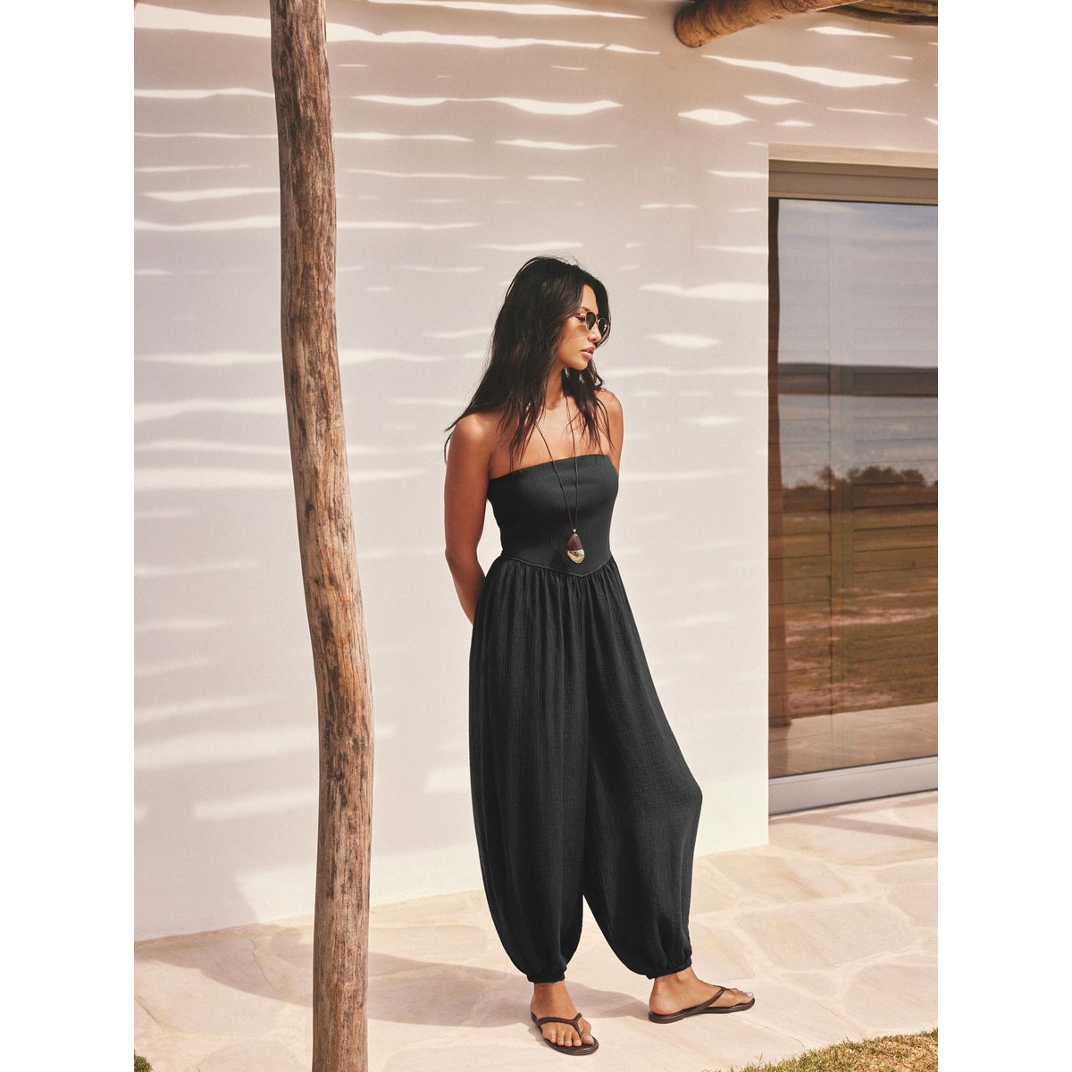Combinaison bouffante bandeau en jersey noir, NEXT
