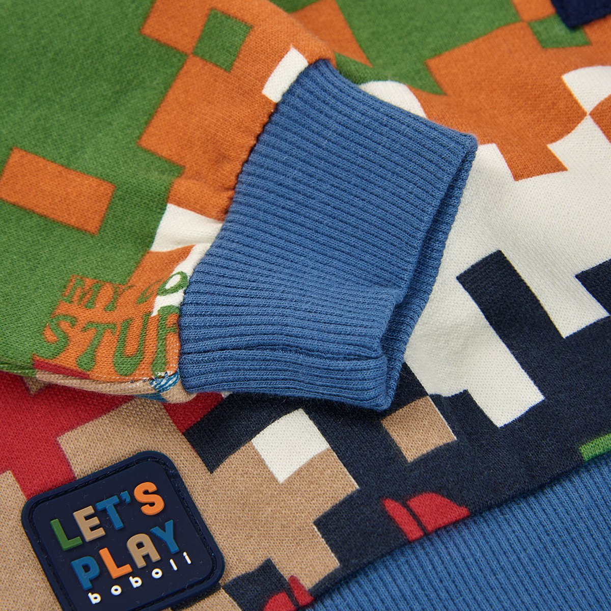 Sweat-shirt en molleton garçon imprimé pixels multicolore, BOBOLI