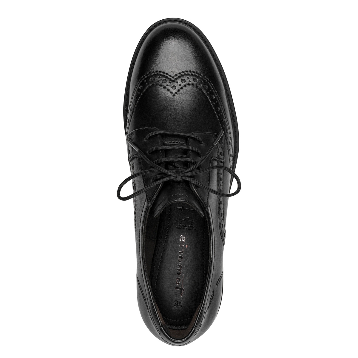 Derbie en cuir noir, TAMARIS