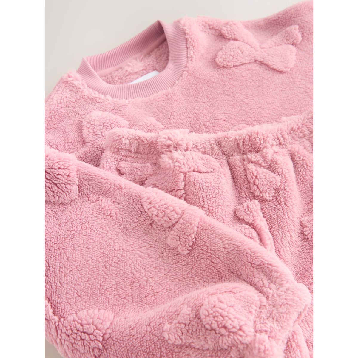 Pyjama en polaire à motif jacquard, 2 pièces noeud rose, NEXT