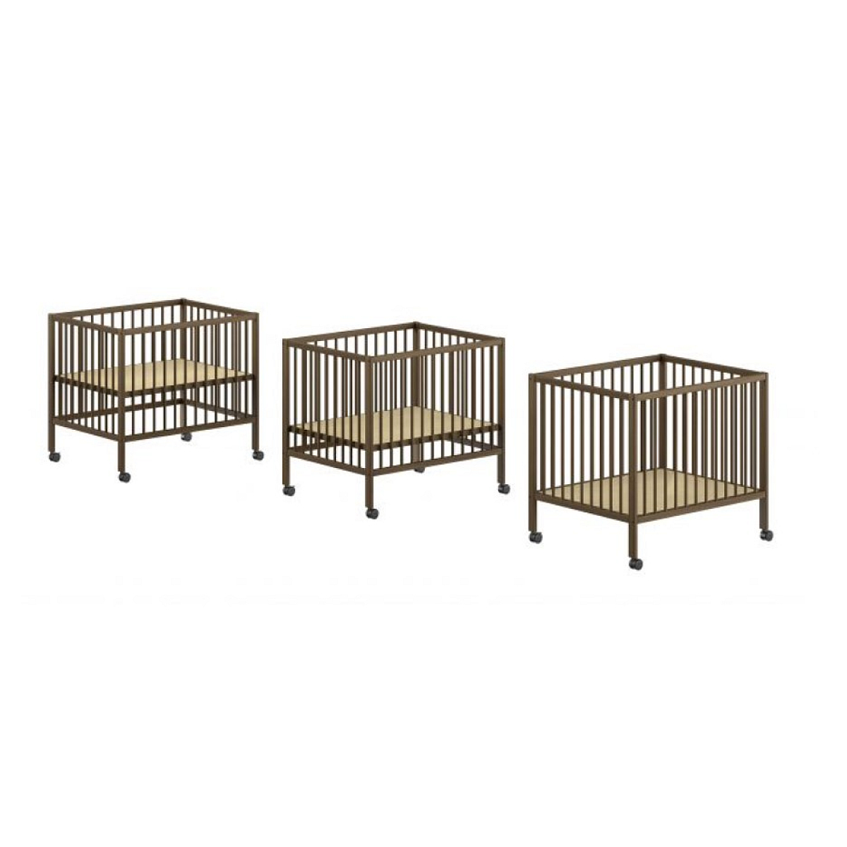 Parc bébé DINO 95x75 noyer - Réglable et mobile couleur unique, VIPACK