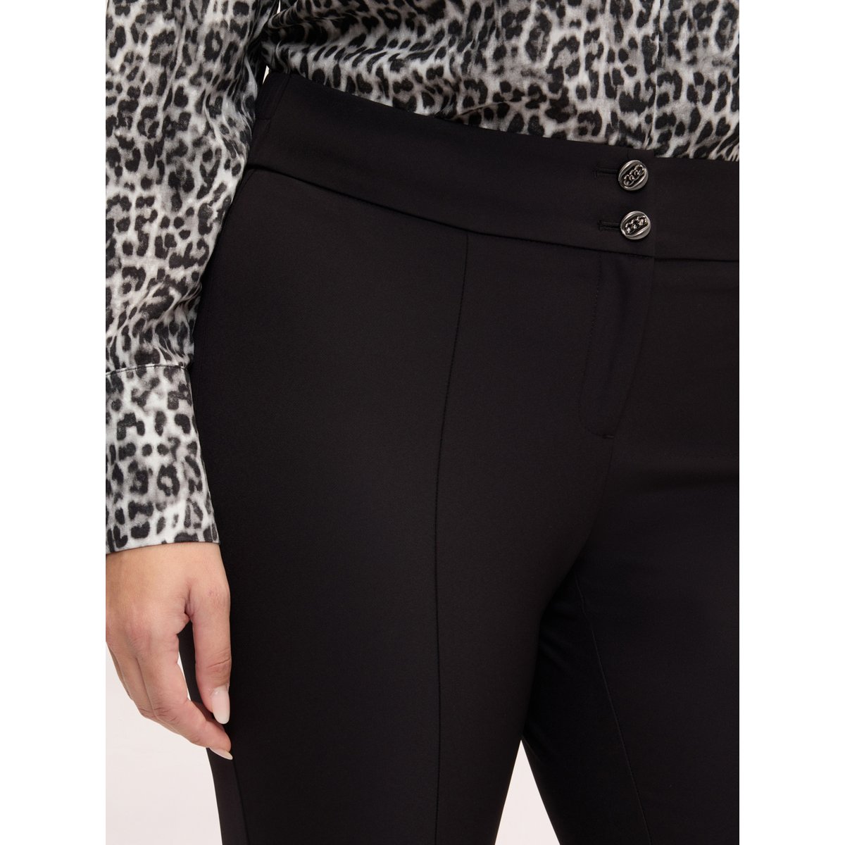 Pantalon skinny avec zip au bas des jambes noir, FIORELLA RUBINO