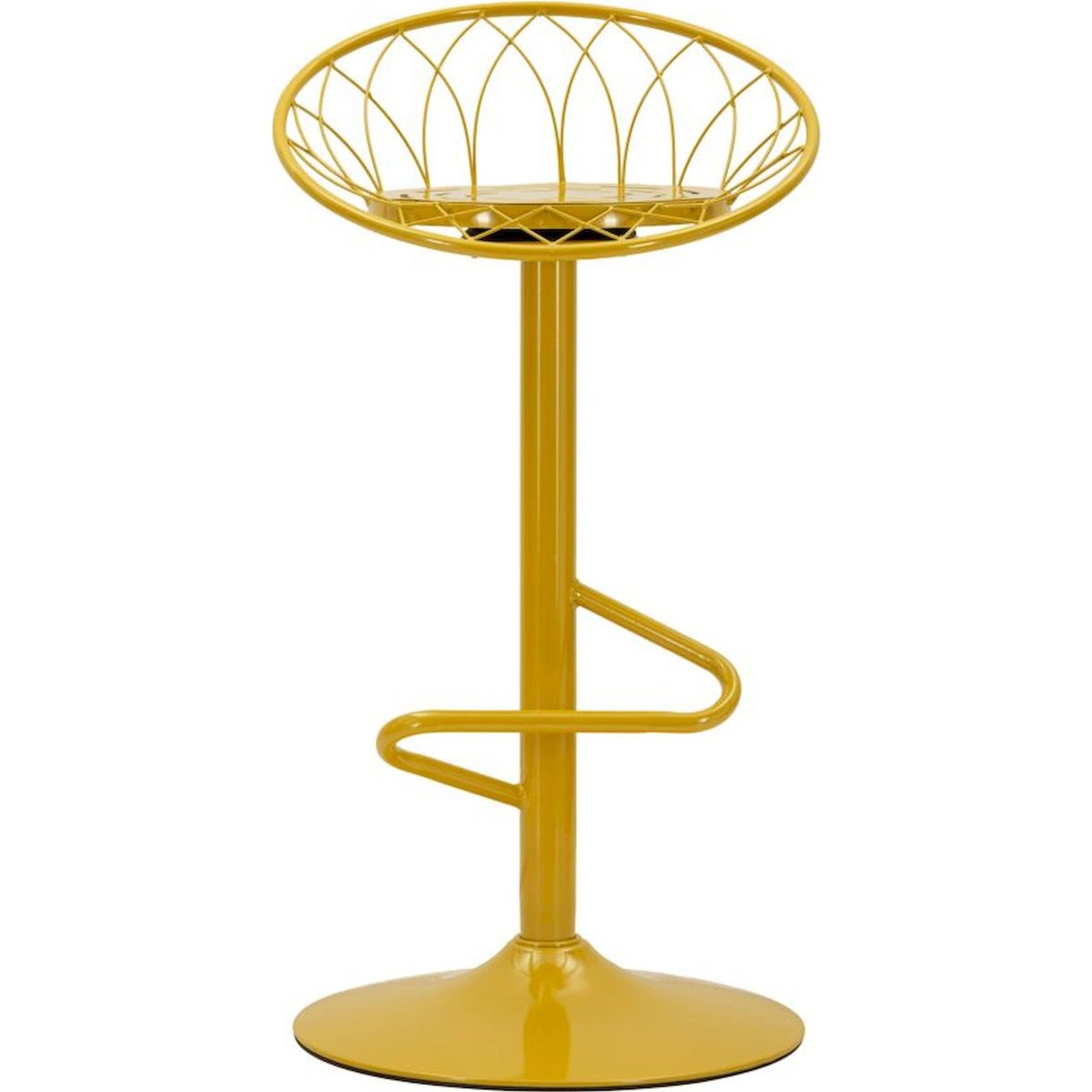 Tabouret de bar métal dossier ajouré MODERN moutarde, RECOLLECTION