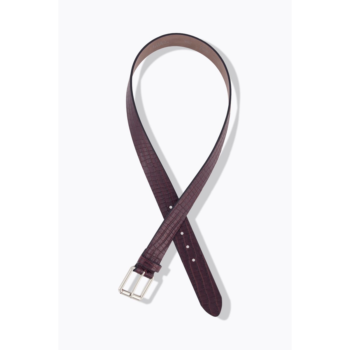 Ceinture en cuir, gaufrage peau de serpent rouge vin foncé, ULLA POPKEN