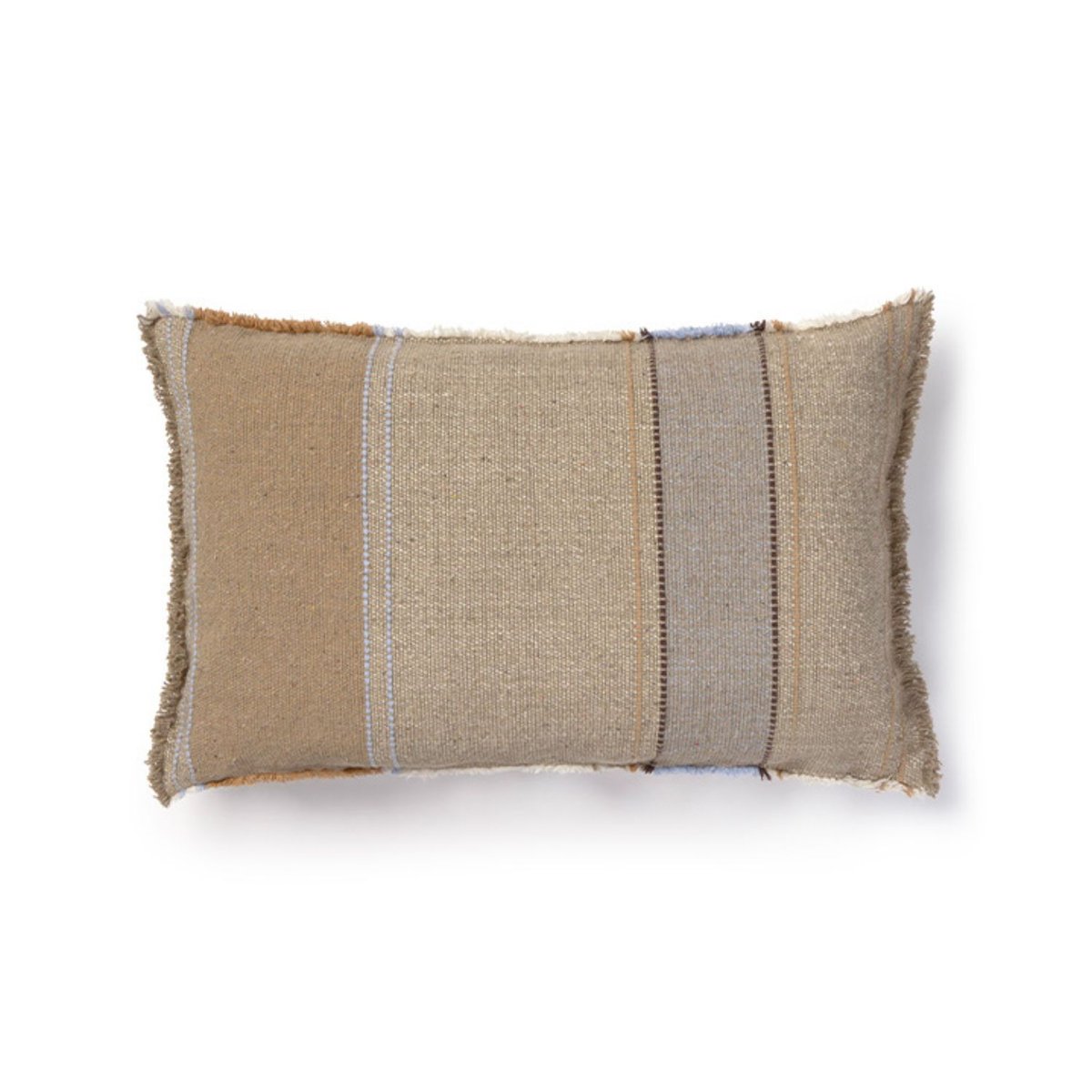 Coussin tissé à la main Puebla CASA OAXACA rugcycled, ocre, café, anil, naturel, LORENA CANALS