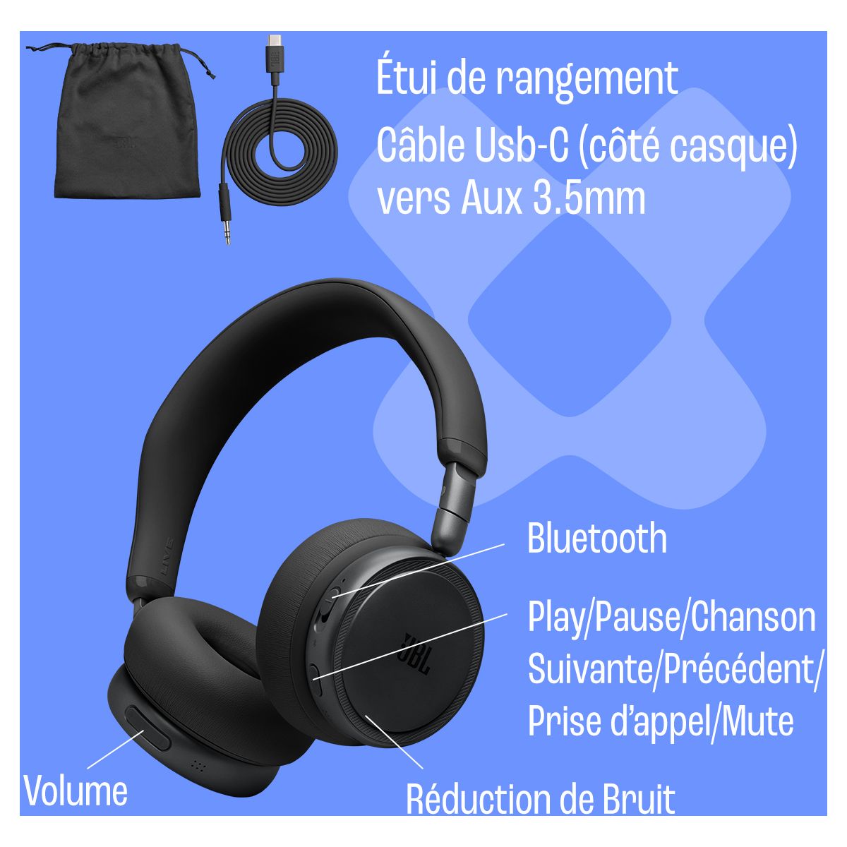 Casque Live 680 NC Bleu couleur unique, JBL