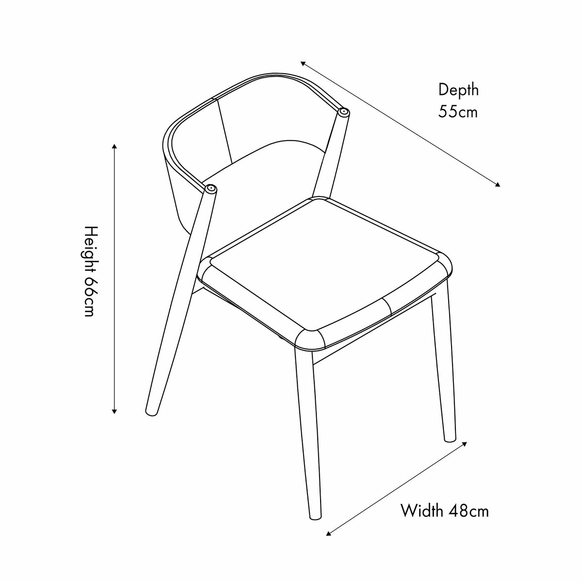 Elion Mid-Century Linen & Ash Wood Curved Back Dining Chair dark wood, ÉDITÉ