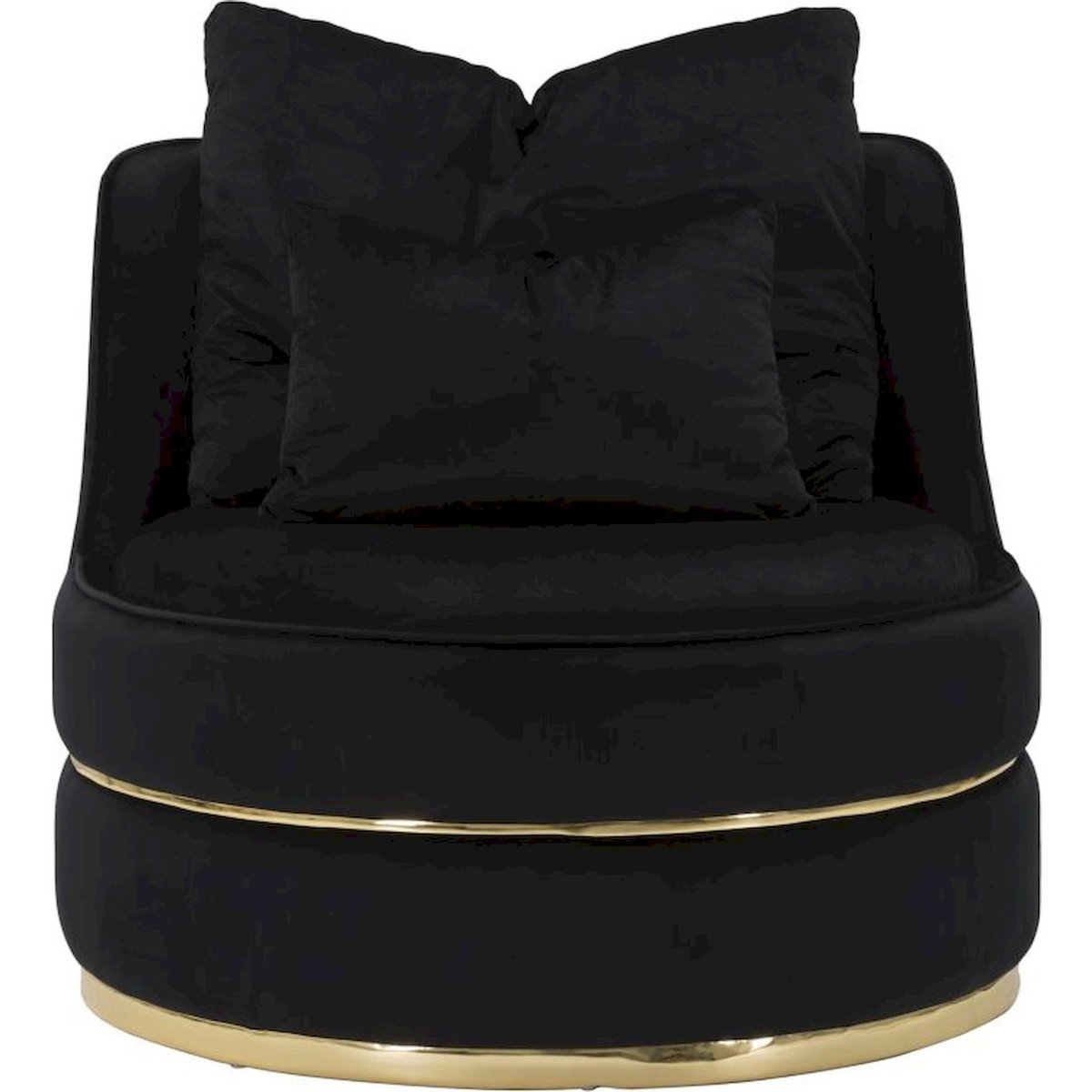 Fauteuil rond capitonné avec coussins GLAM noir et doré, RECOLLECTION