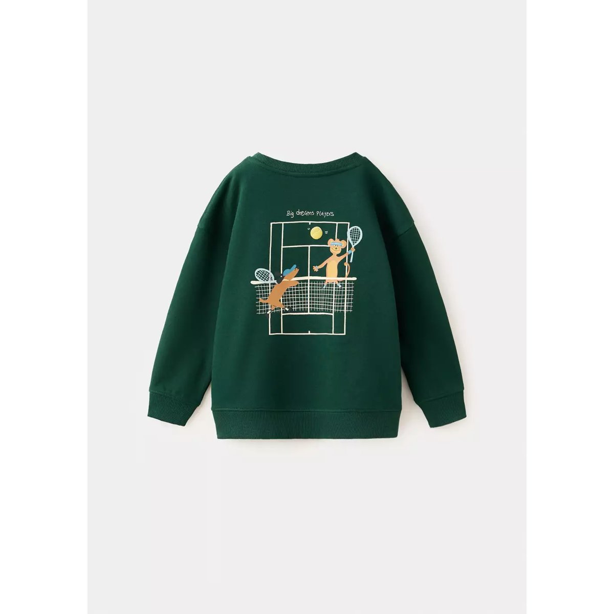 Sweat 100 % coton motif tennis vert foncé, MANGO BABY