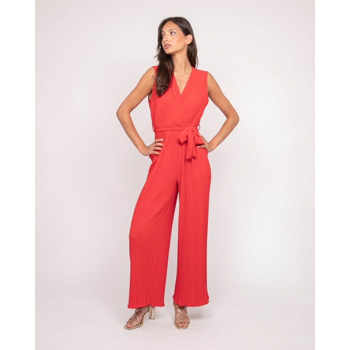 Combinaison Pantalon Plissée Ekia rouge, DONA LISA