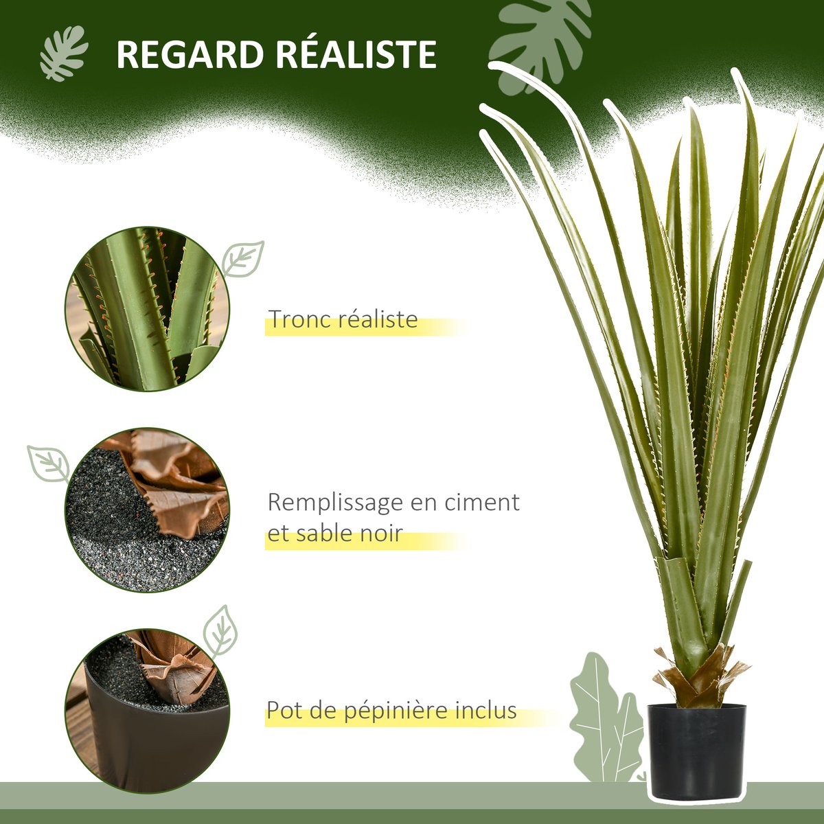 Plantes artificielles Plastique Vert vert, HOMCOM