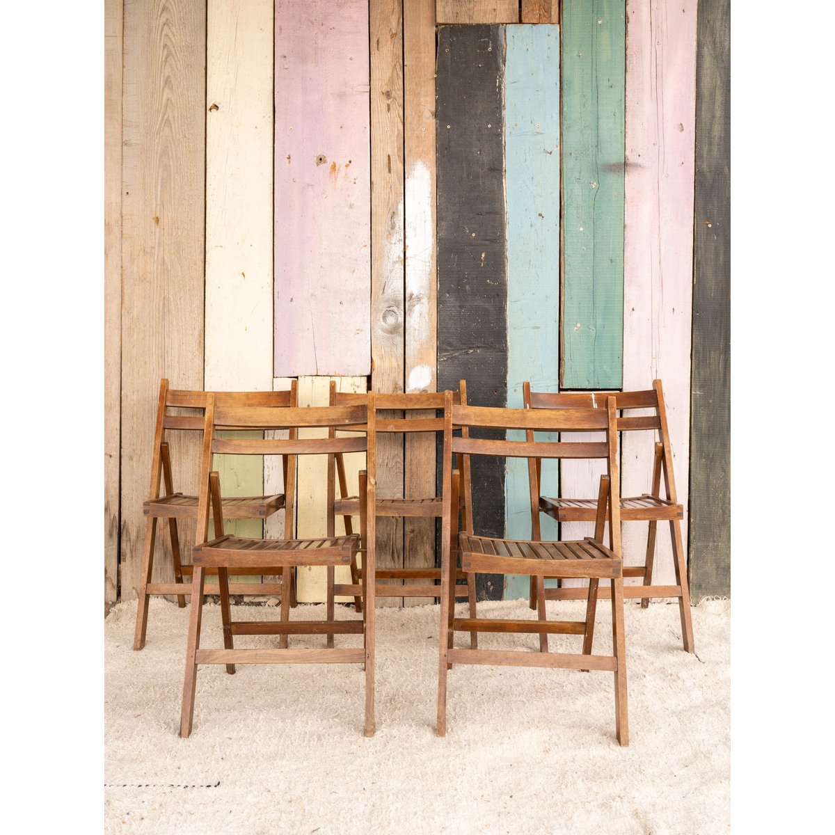 Lot de 5 chaises en bois Claude N°1412 - Bon état bois foncé, DEBONGOUT