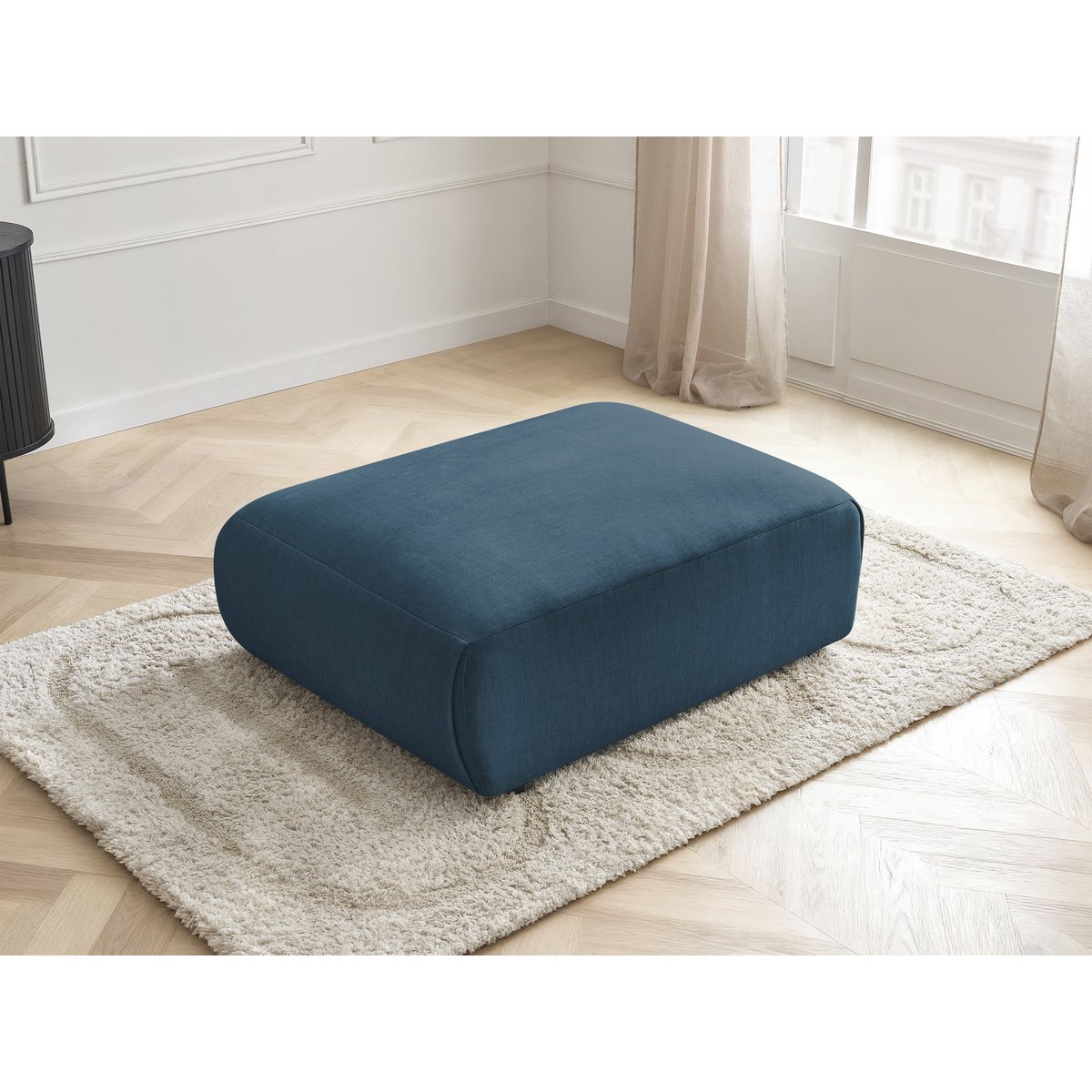 Pouf velours, JANA bleu, BOBOCHIC
