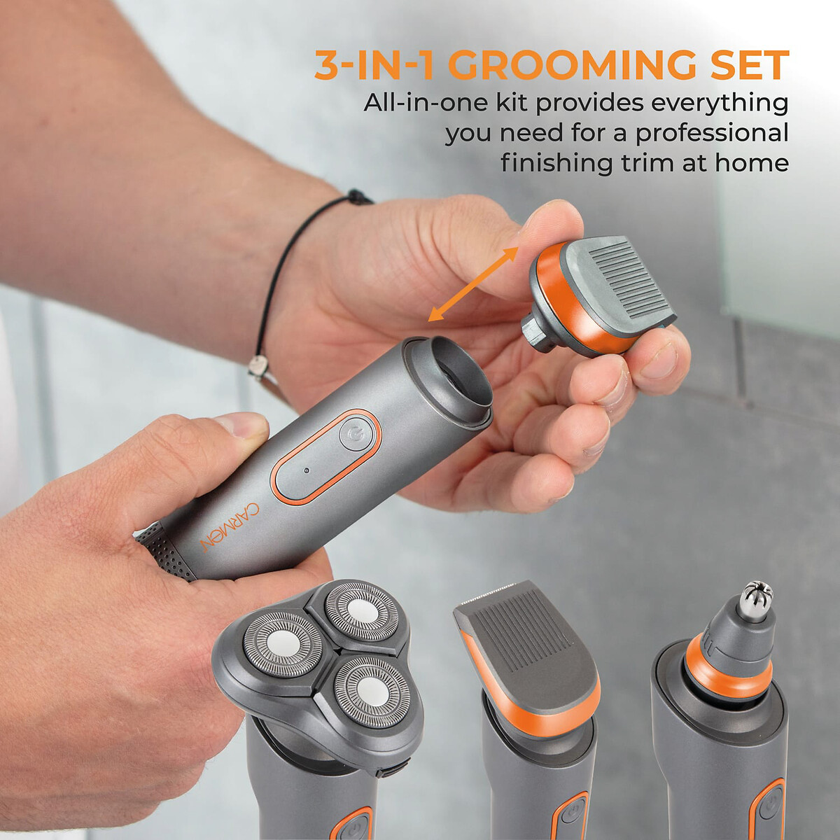Titan Men's 3-in-1 Cordless Shaver Set - C81085ORG titanium, CARMEN