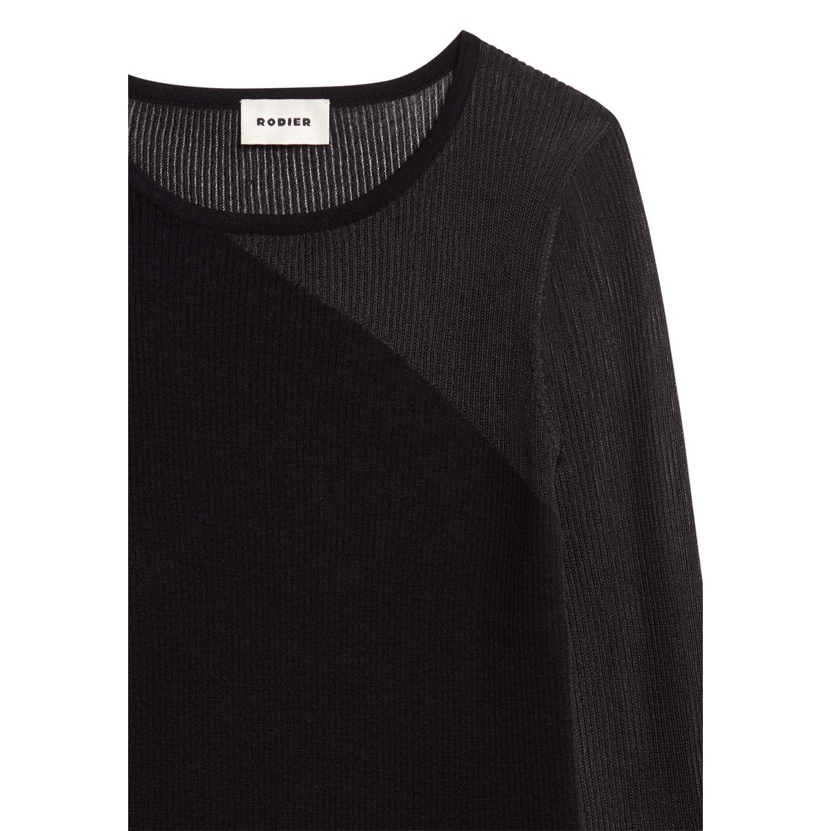 Pull bi-matière en laine noir, RODIER