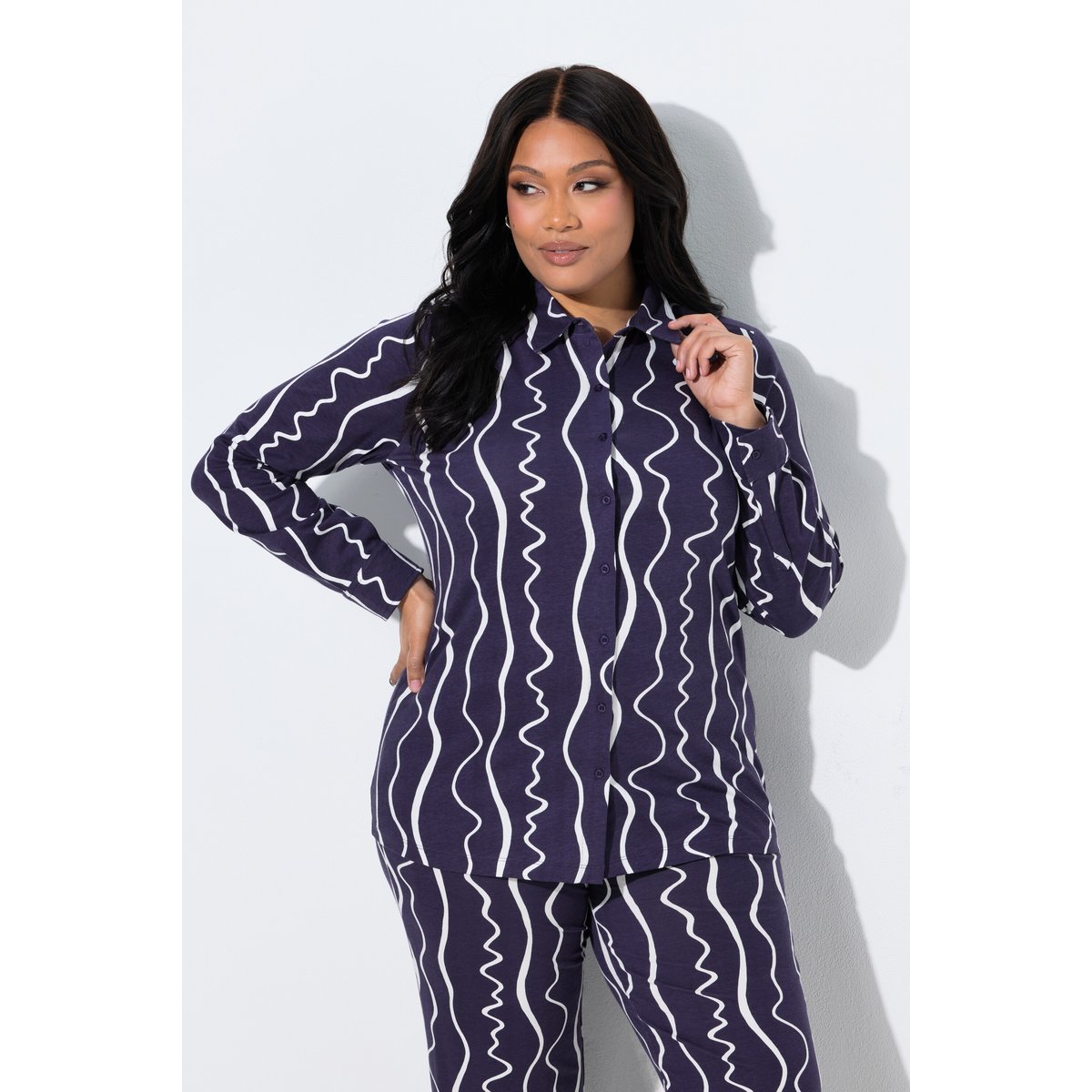 Chemise en jersey prune foncé, ULLA POPKEN