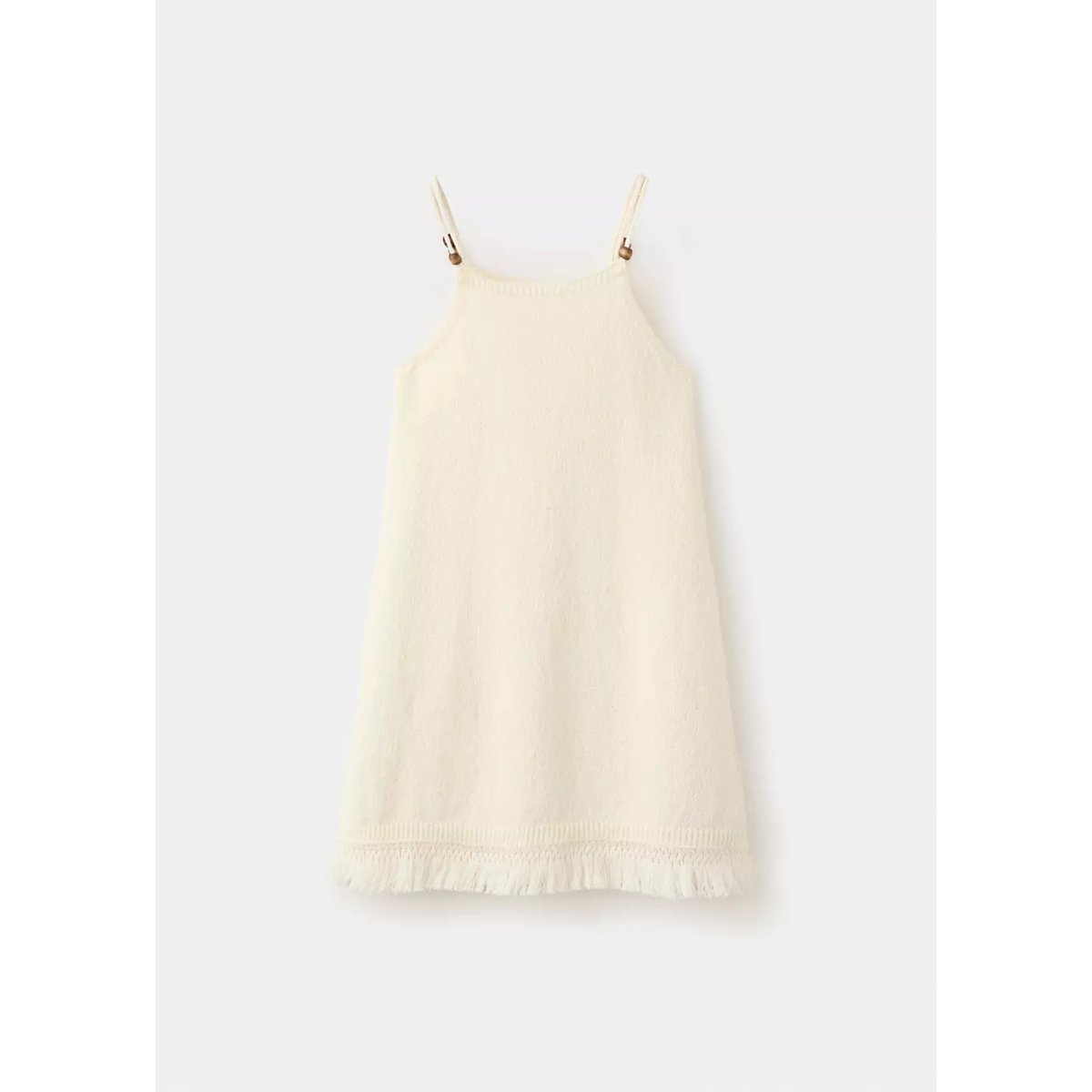 Robe maille détail franges blanc cassé, MANGO KIDS
