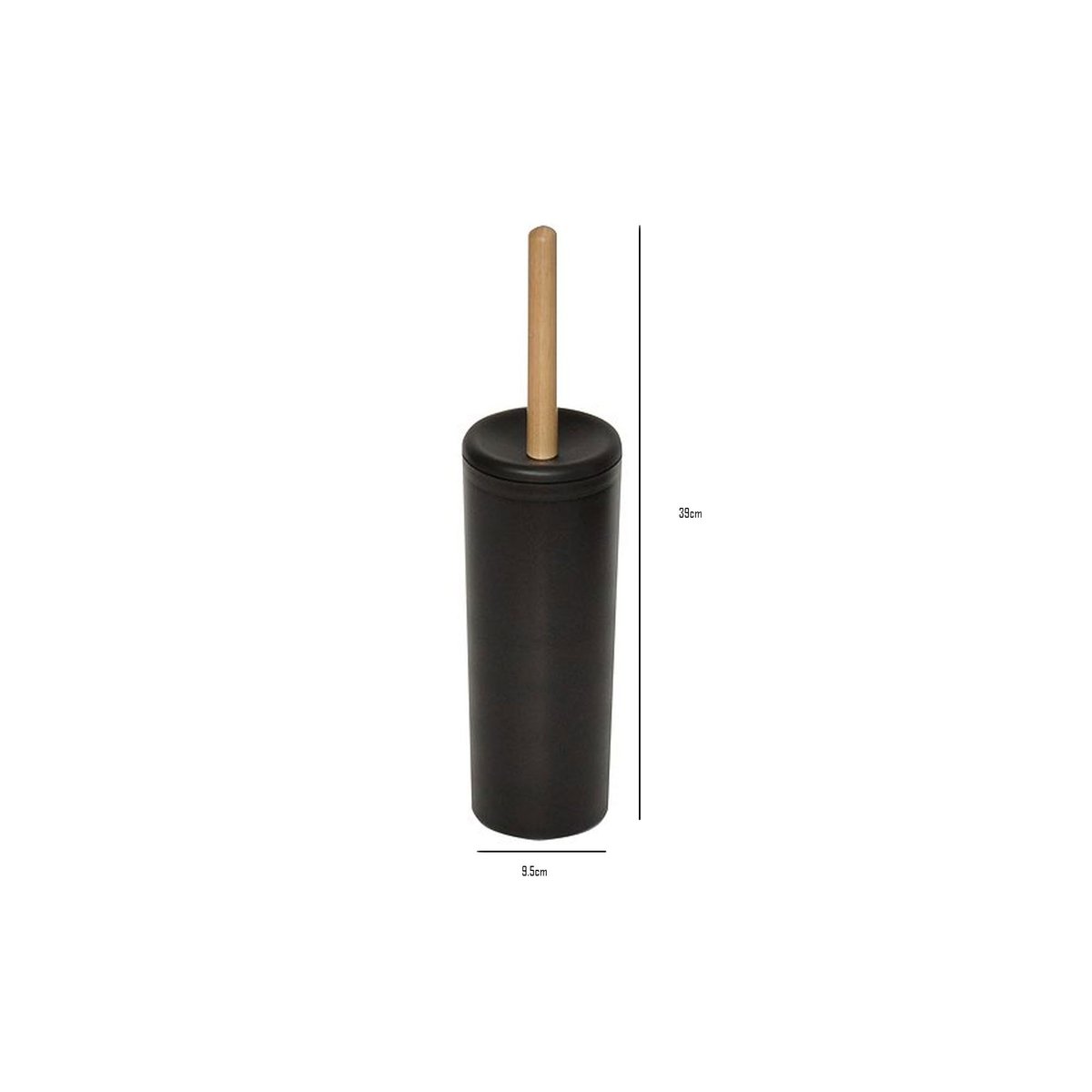 Balai Brosse WC en Plastique Noir et Manche Bois noir, WADIGA