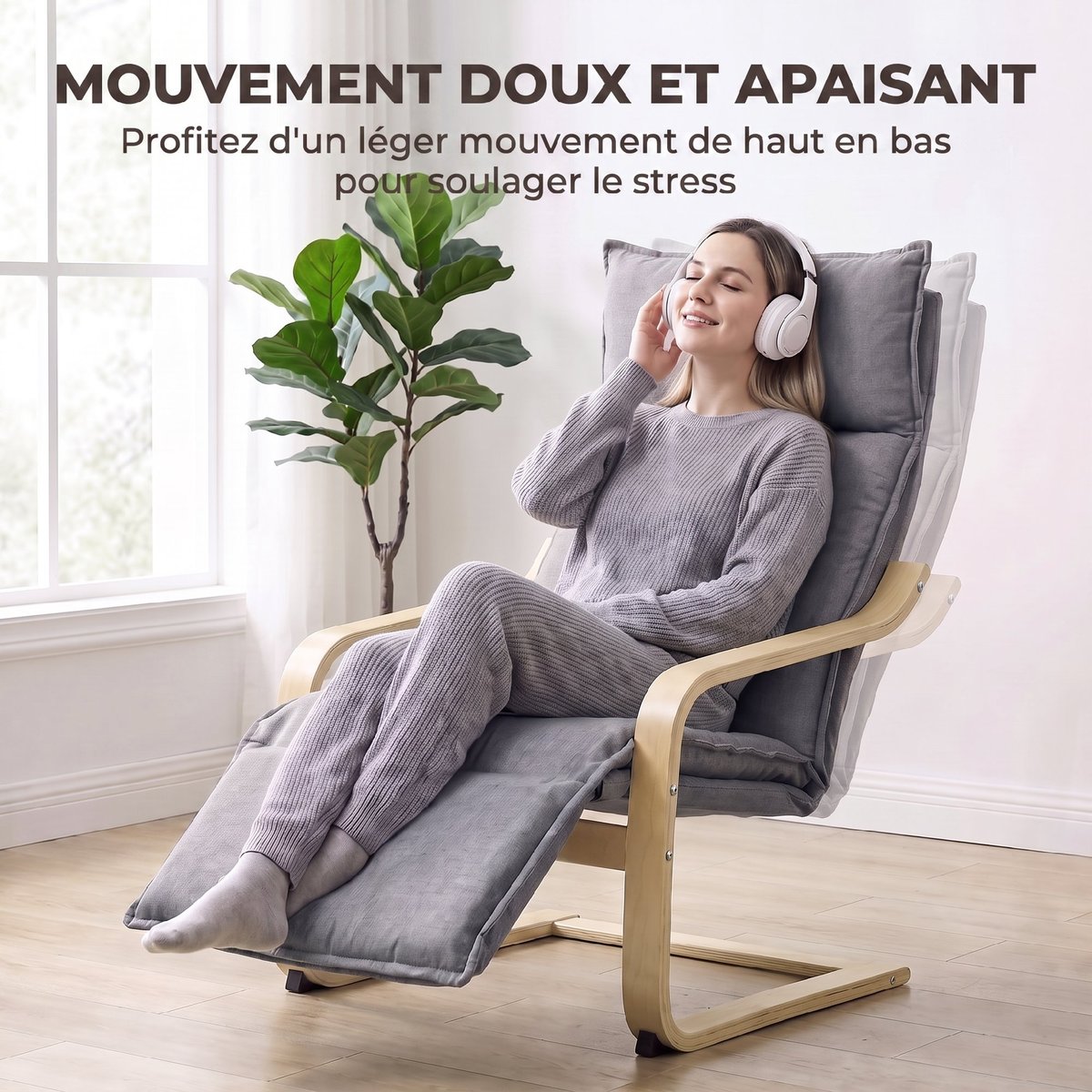 Accent Chair Lin (100% polyester) Gris gris, HOMCOM