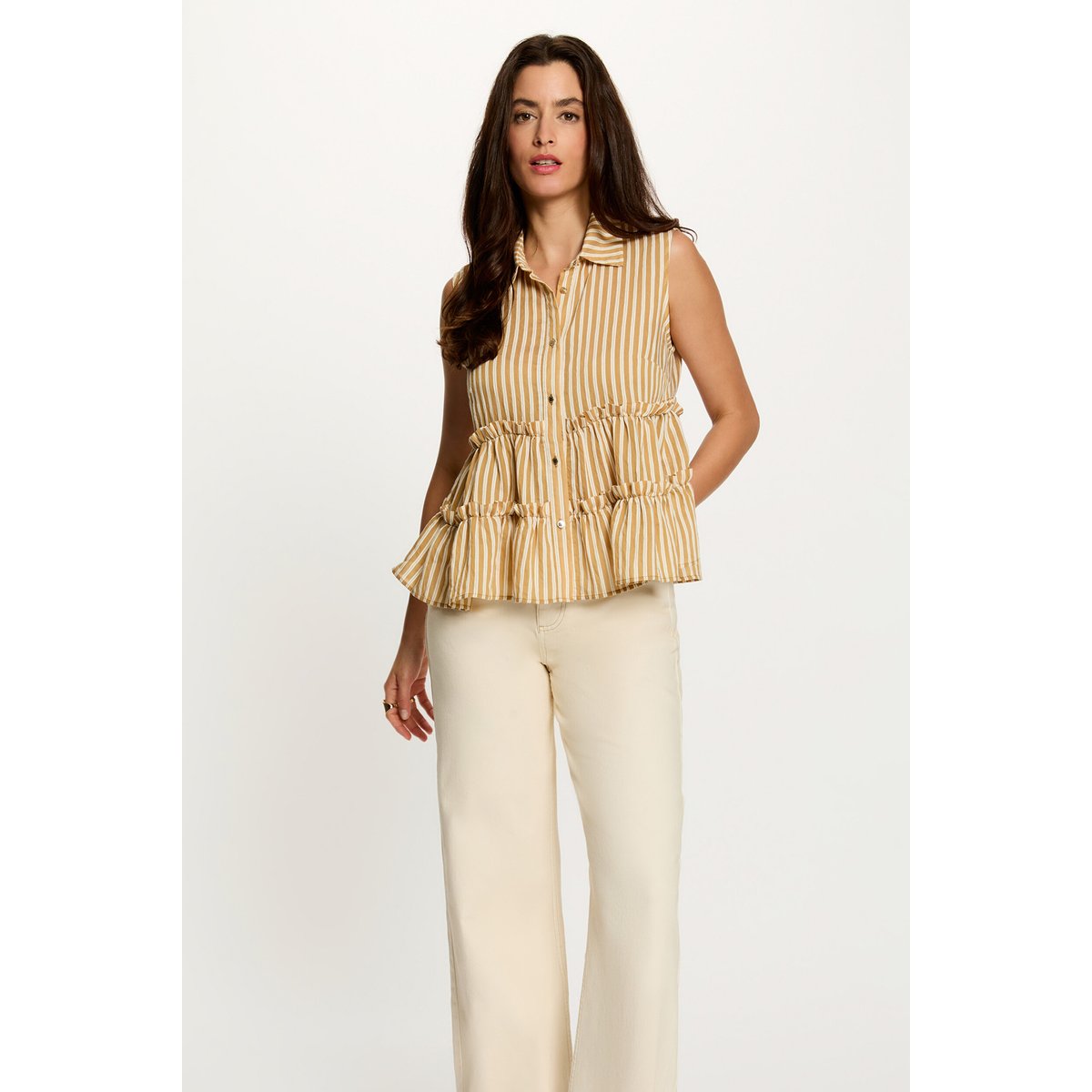 Chemise sans manches rayée multicolore, MORGAN