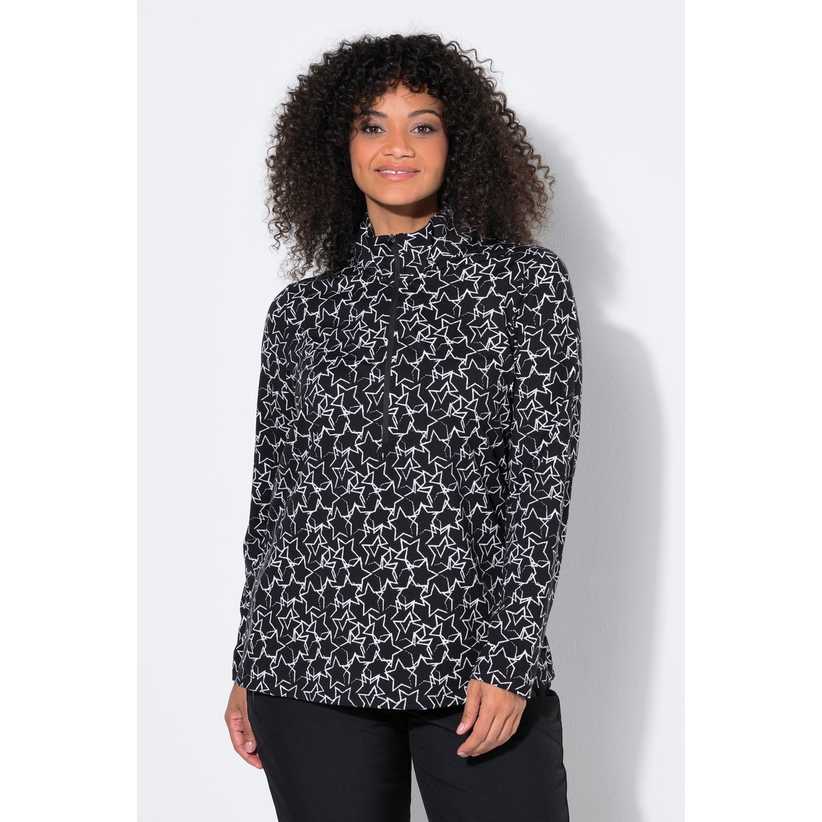 T-shirt technique de ski, motif étoiles noir, ULLA POPKEN