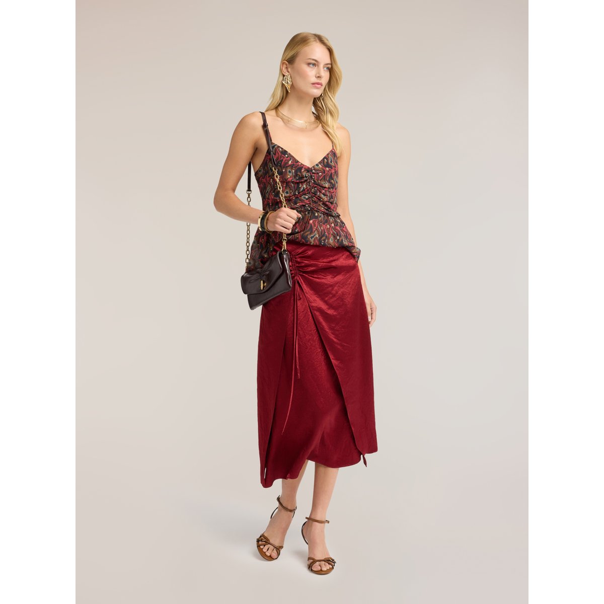 Jupe avec drapé burgundy, MOTIVI