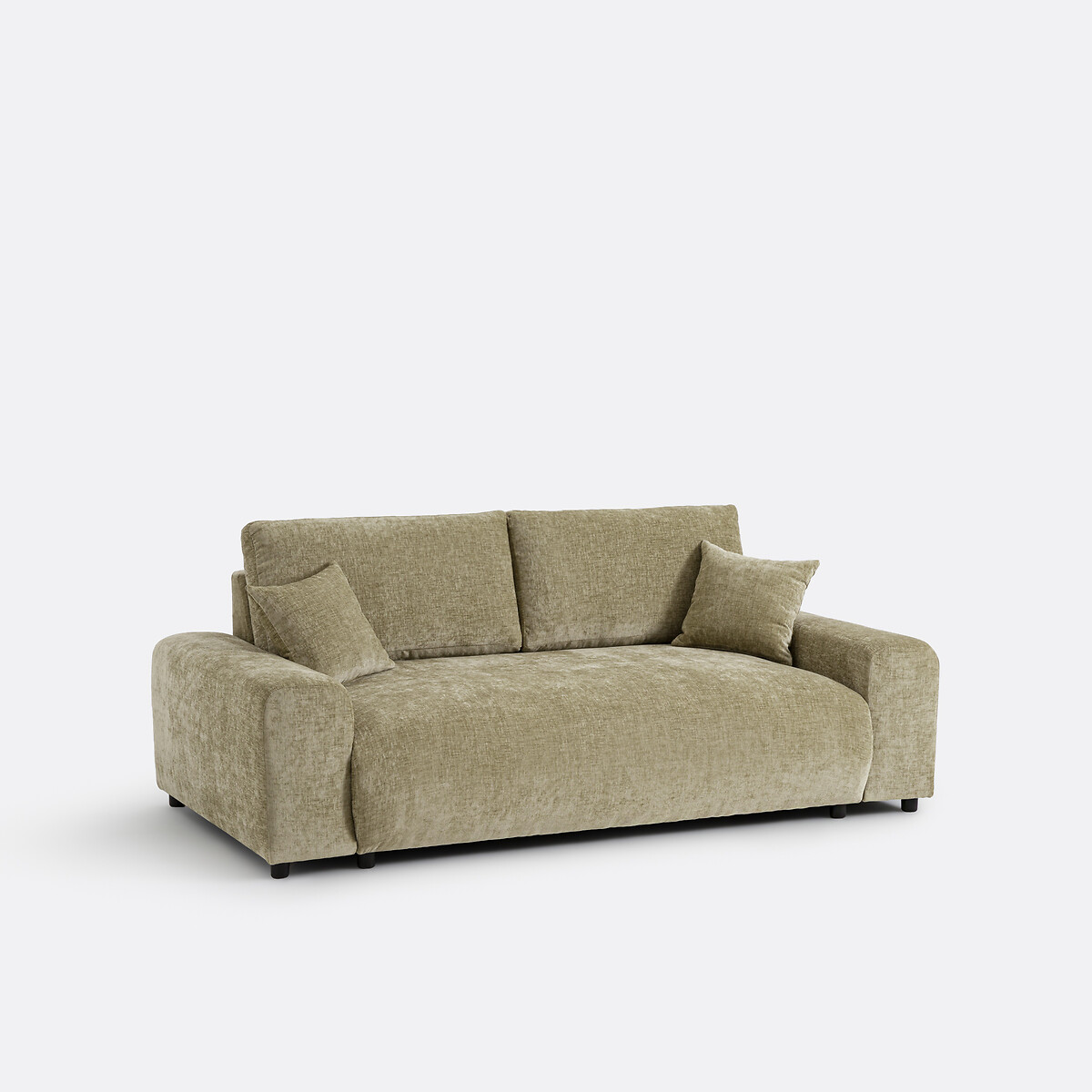 Canapé droit, 2 places, en chenille flammée, GALENE vert eucalyptus, LA REDOUTE INTERIEURS