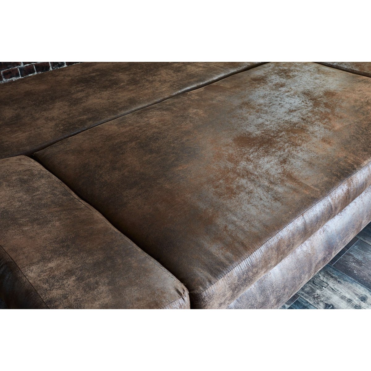 Canapé 3 places convertible style industriel, LARSON marron, BEST MOBILIER