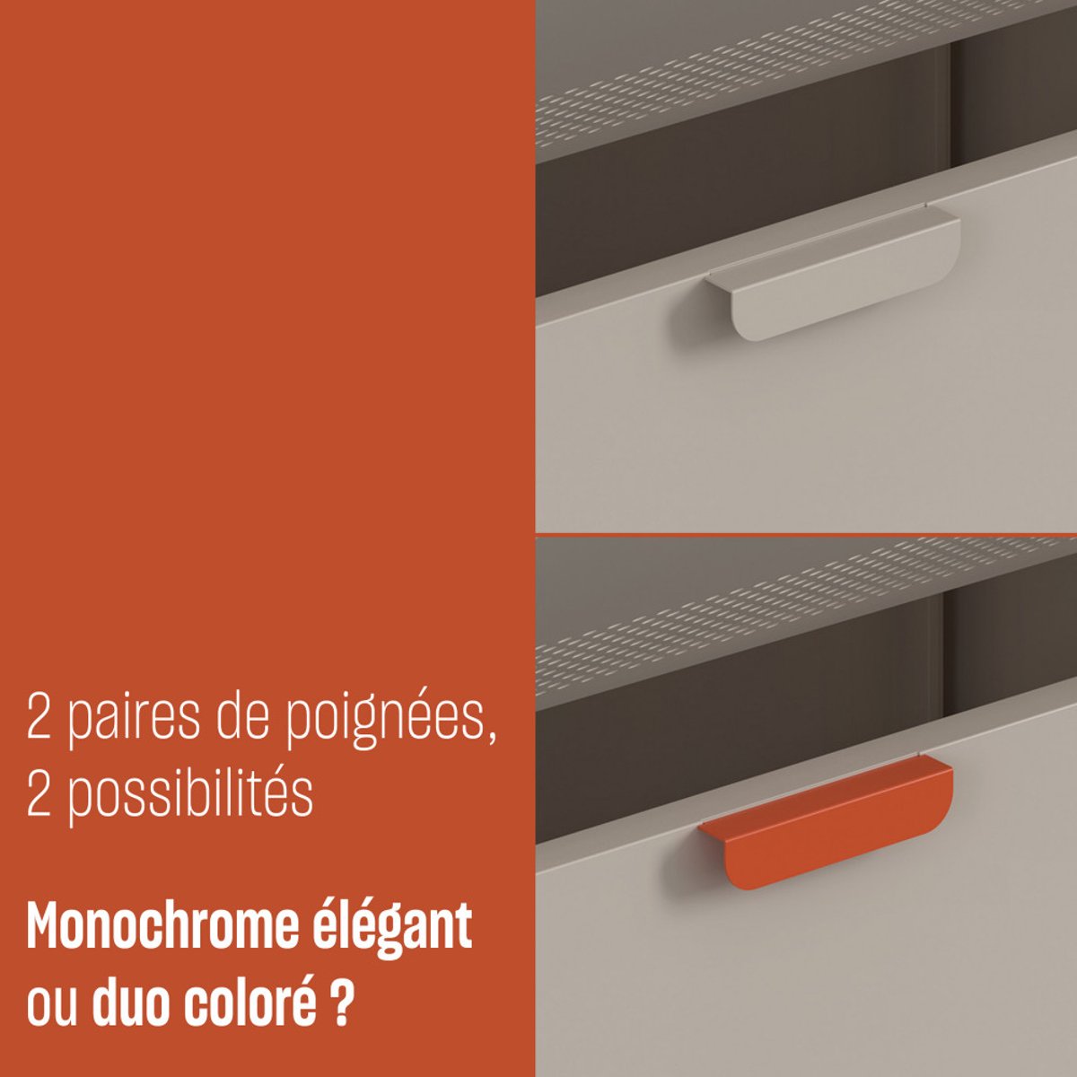 Meuble à chaussures 3 portes en métal H120cm- ADEL beige, DRAWER