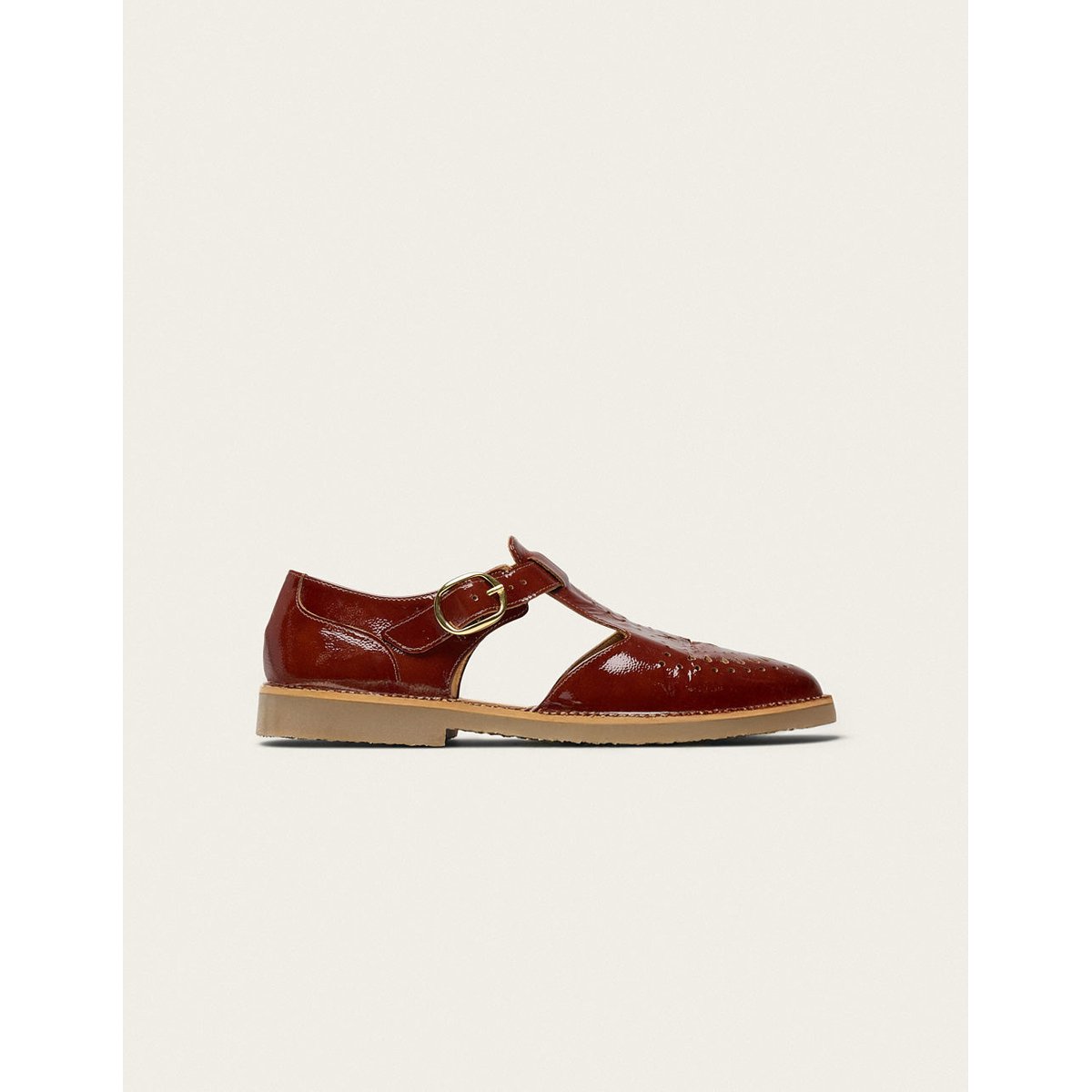 Derbies ARIO cuir plissé verni marron, ODAJE