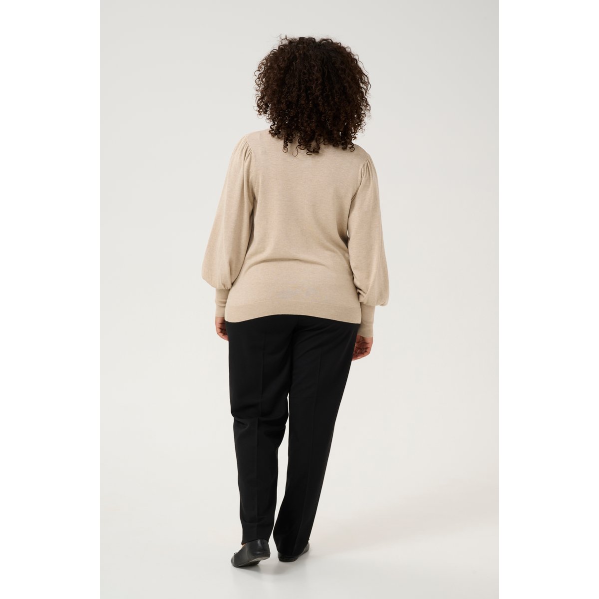 Knitted cardigan beige feather gray melange, KAFFE CURVE